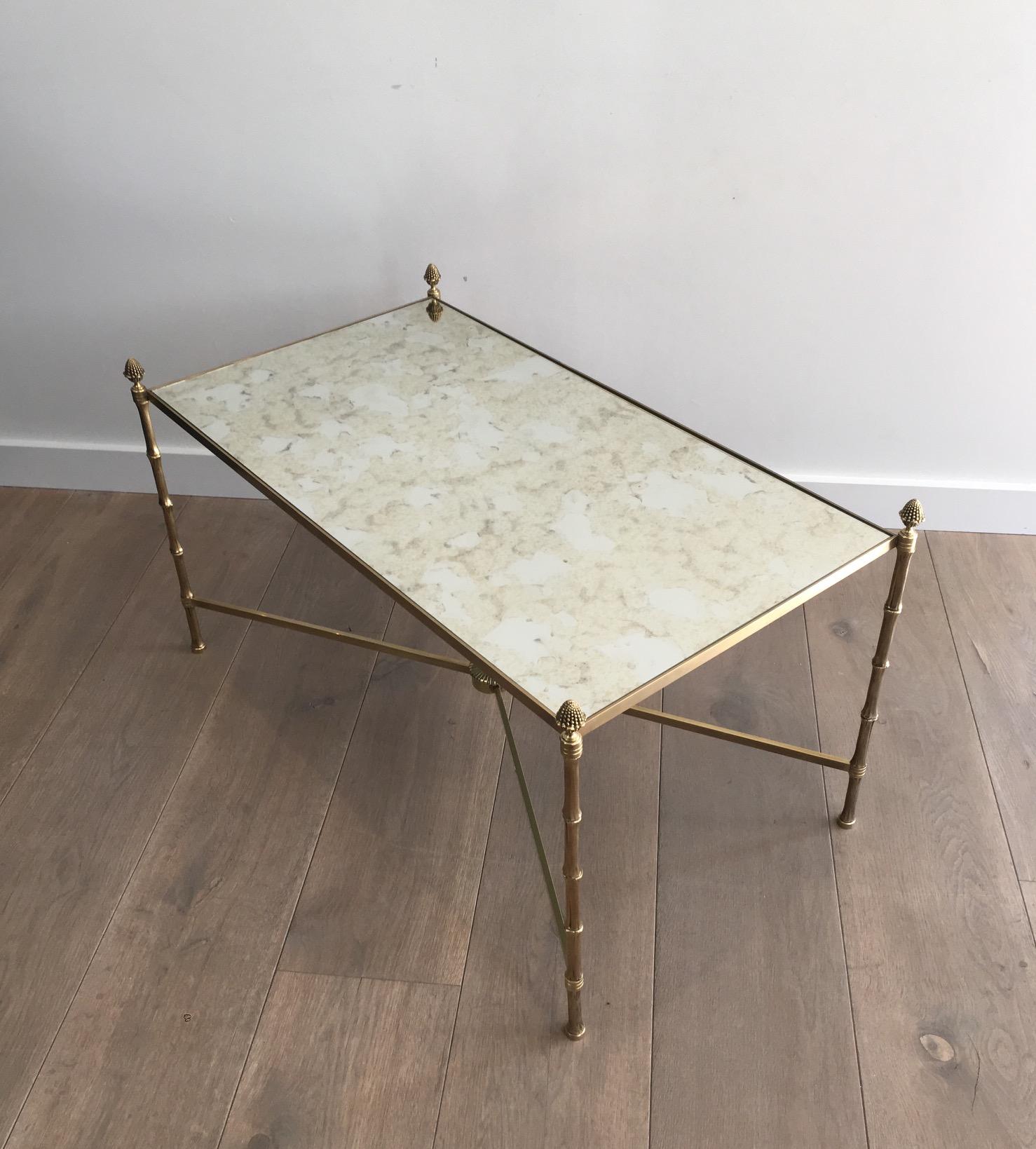 Neoclassical In the Style of Maison Bagués, Faux-Bamboo Bronze and Brass Coffee Table