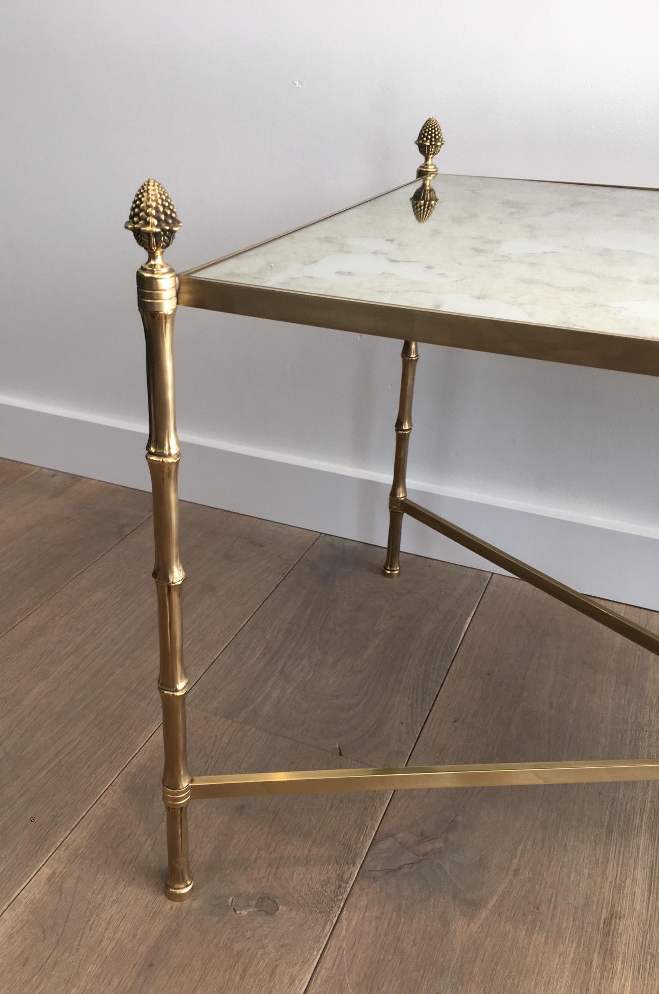 Mid-20th Century In the Style of Maison Bagués, Faux-Bamboo Bronze and Brass Coffee Table