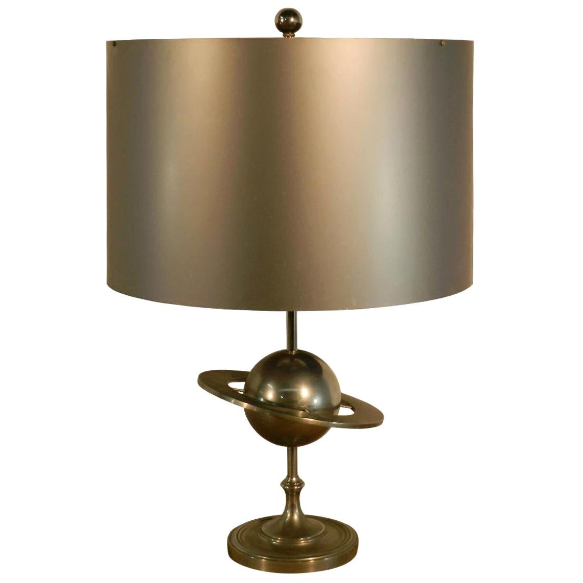 In the Style of Maison Charles, High 1970 Table Lamp in Polish Metal and Metal For Sale