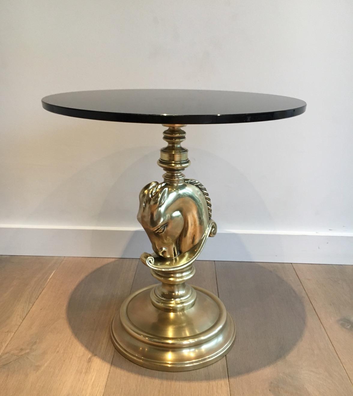 In the style of Maison Charles, Horsehead Round Brass Occasional Table, French 4