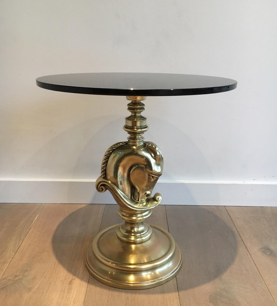 In the style of Maison Charles, Horsehead Round Brass Occasional Table, French 5