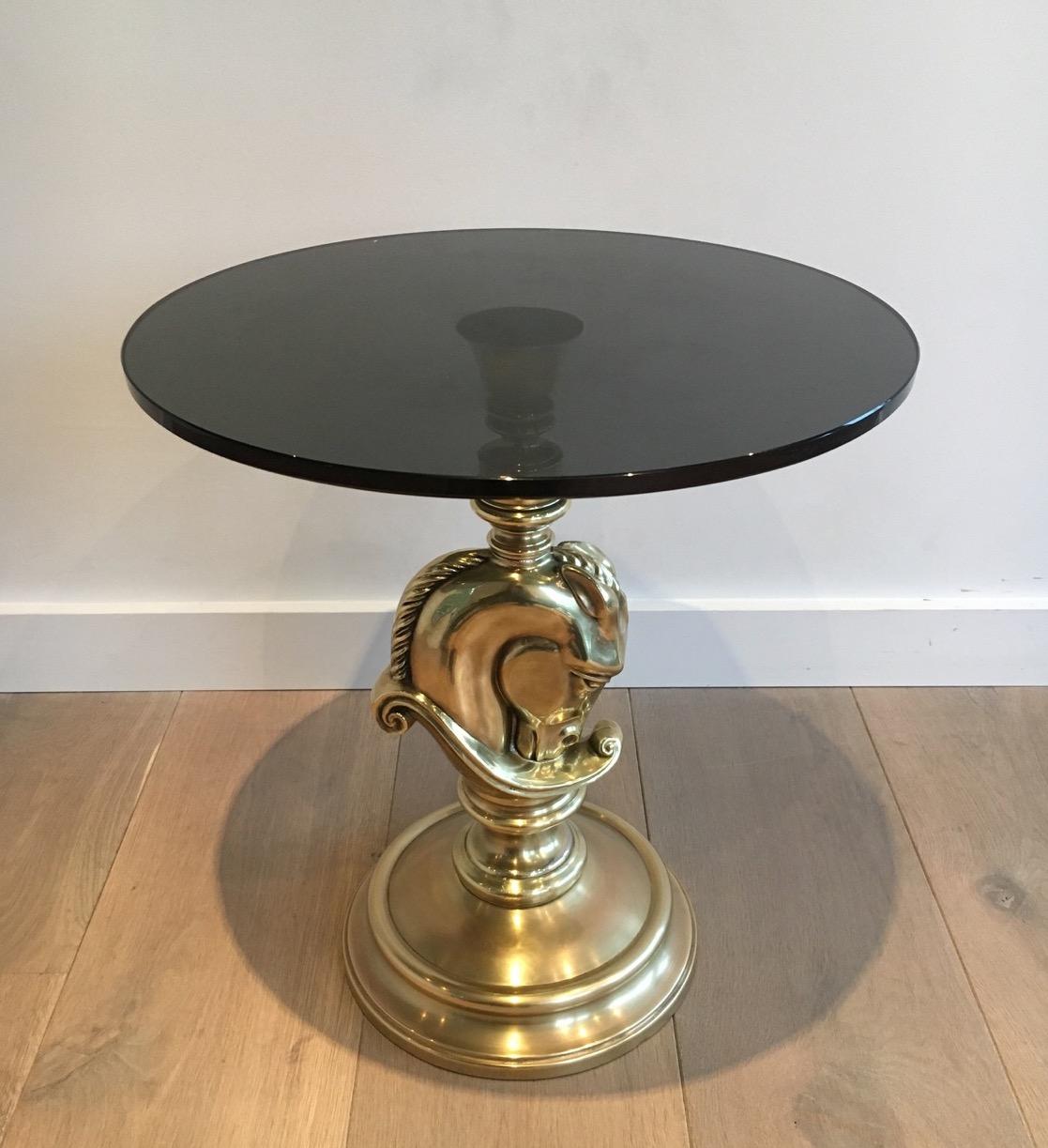 In the style of Maison Charles, Horsehead Round Brass Occasional Table, French 6