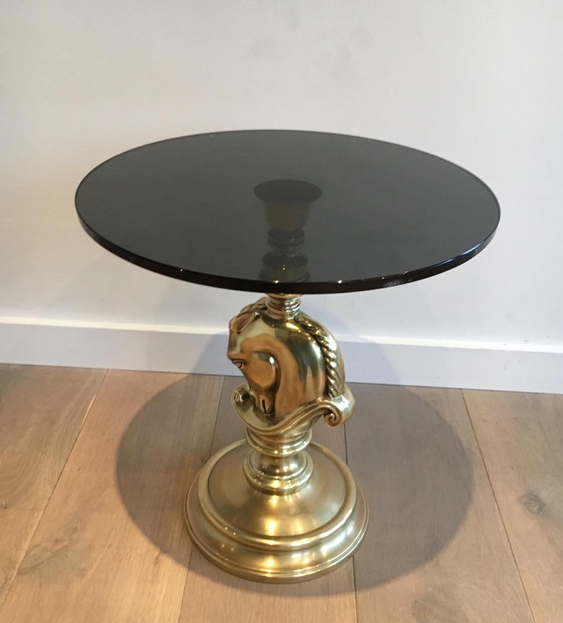 In the style of Maison Charles, Horsehead Round Brass Occasional Table, French 8