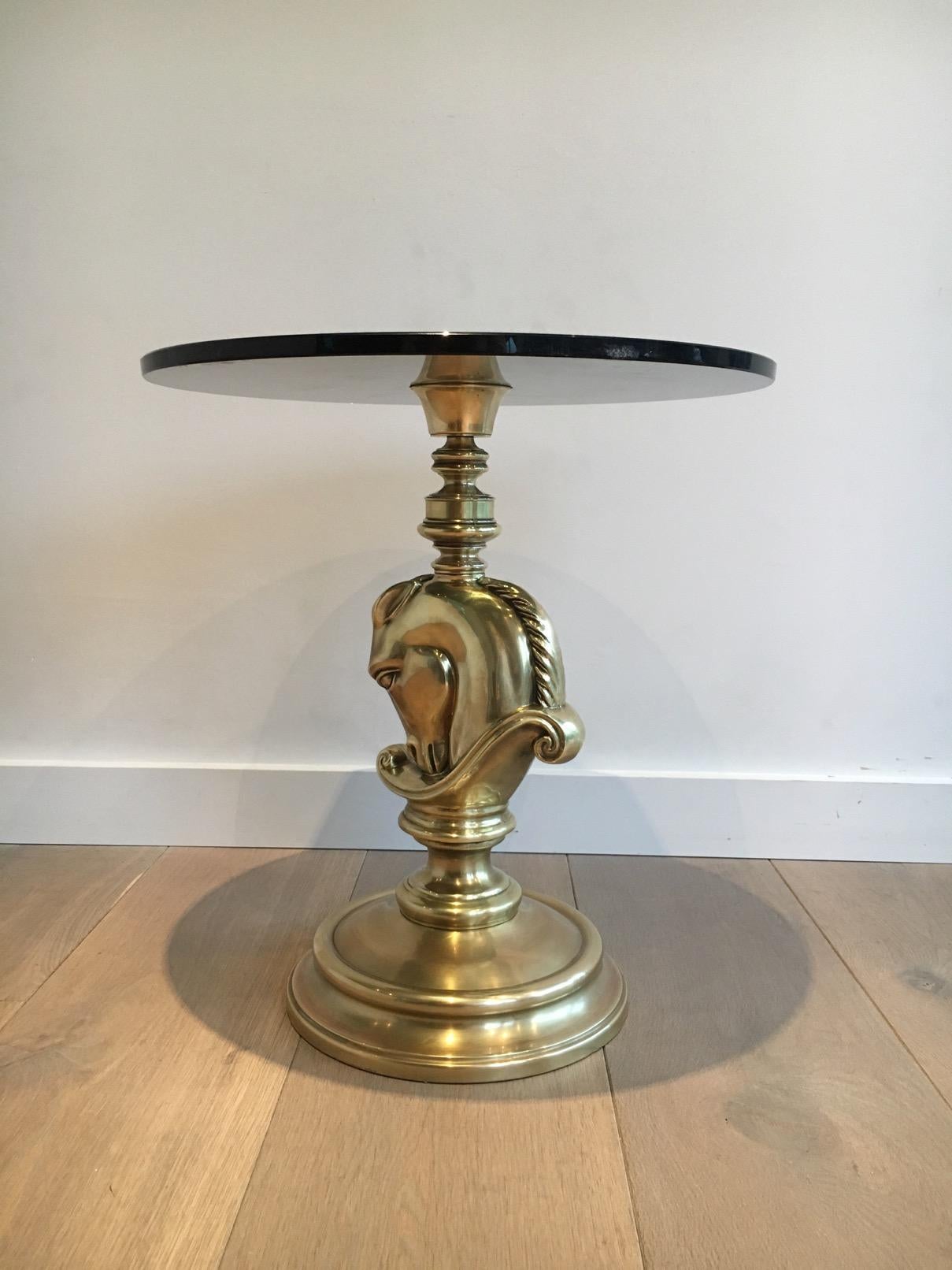 In the style of Maison Charles, Horsehead Round Brass Occasional Table, French 9