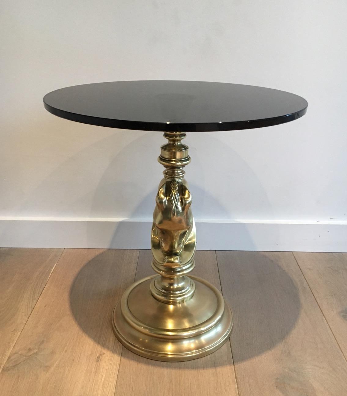 In the style of Maison Charles, Horsehead Round Brass Occasional Table, French 1