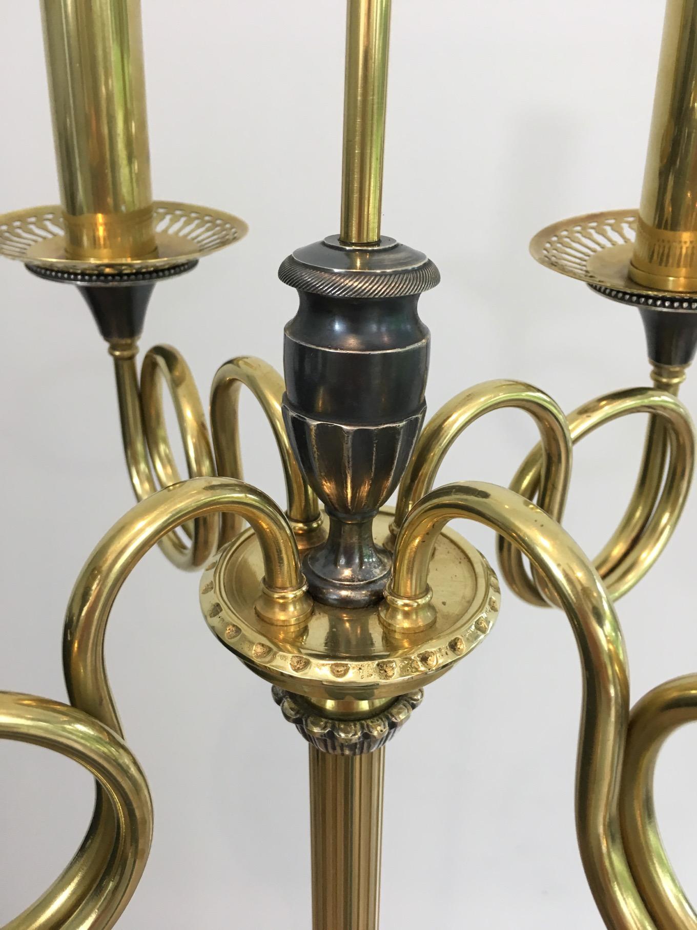 Neoclassical Silver Plated and Brass Floor Lamp in the Style of Maison Charles For Sale 9