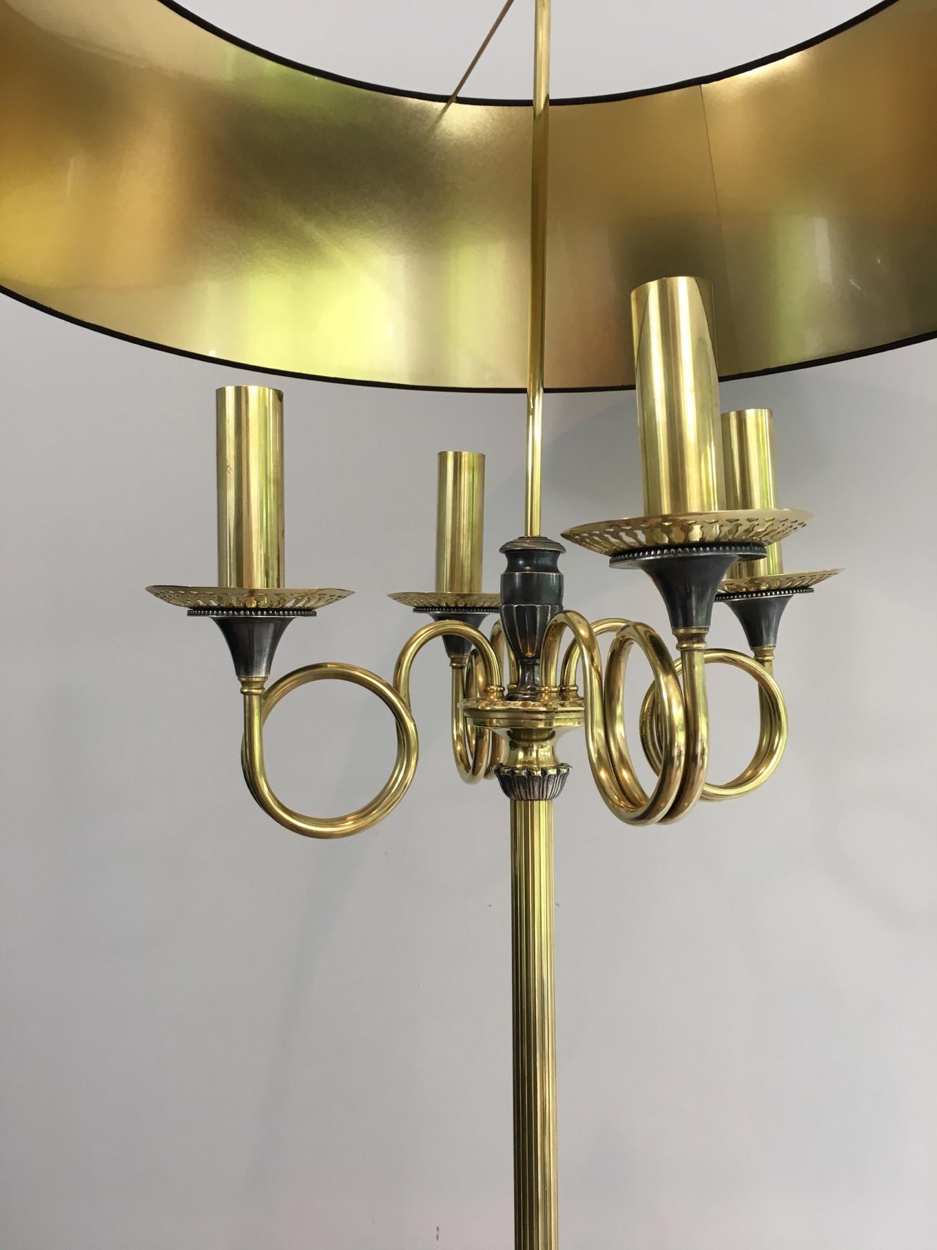 Lampada da terra neoclassica in ottone e placcatura d'argento nello stile di Maison Charles in vendita 8