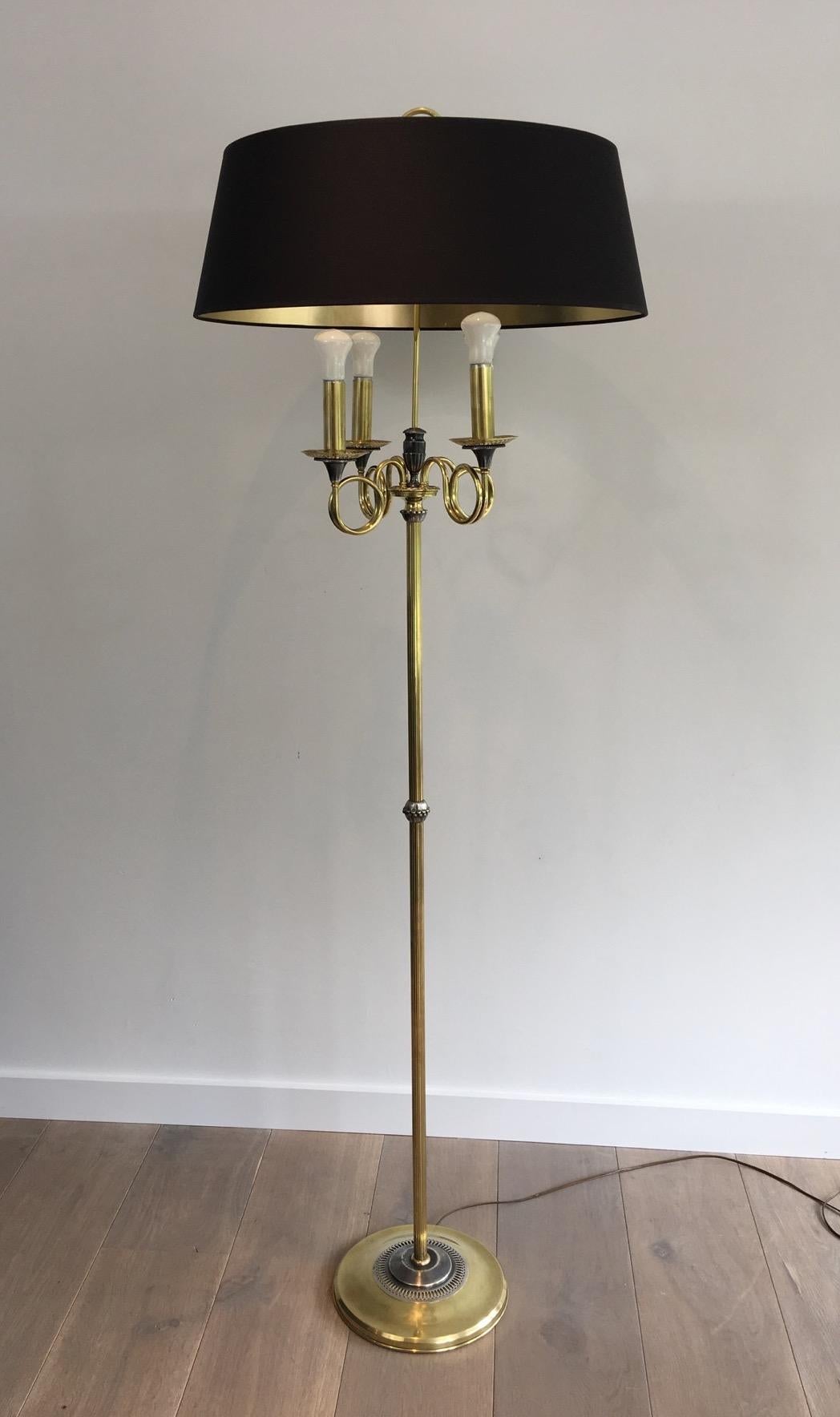 Lampada da terra neoclassica in ottone e placcatura d'argento nello stile di Maison Charles in vendita 10