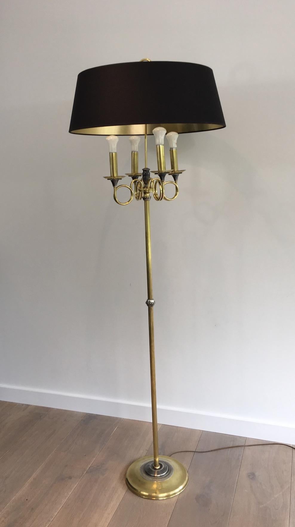 Lampada da terra neoclassica in ottone e placcatura d'argento nello stile di Maison Charles in vendita 12