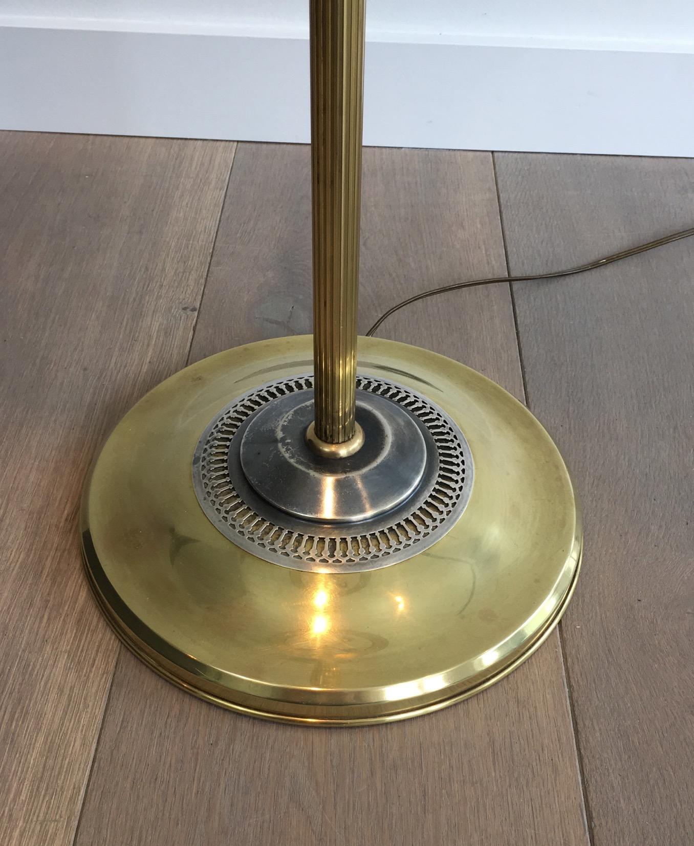 Mid-20th Century Neoclassical Silver Plated and Brass Floor Lamp in the Style of Maison Charles For Sale