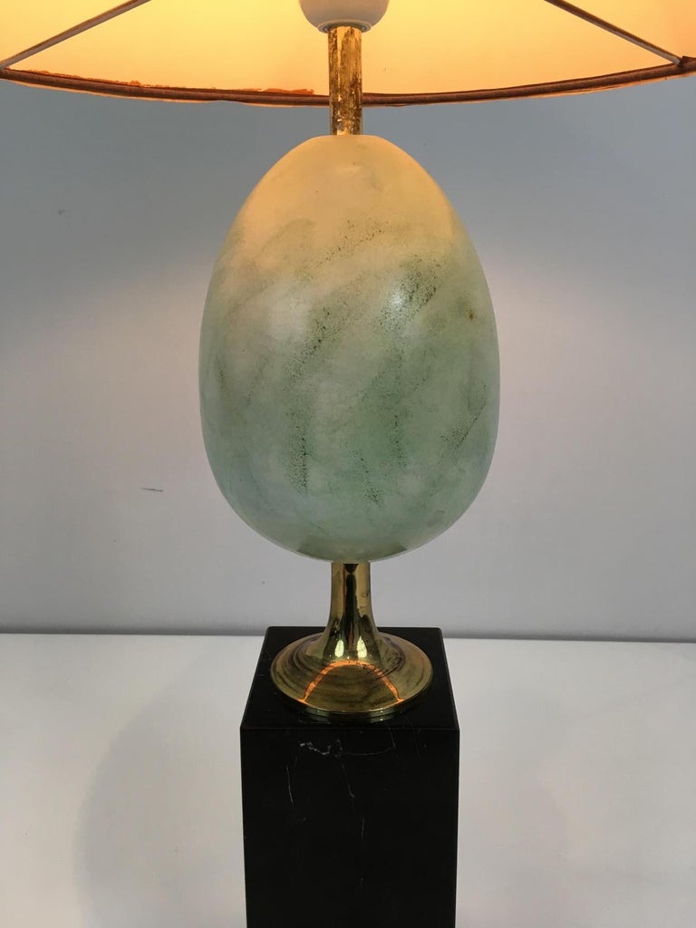 In the Style of Maison Charles, Painted Ostrich Egg Table Lamp For Sale 4