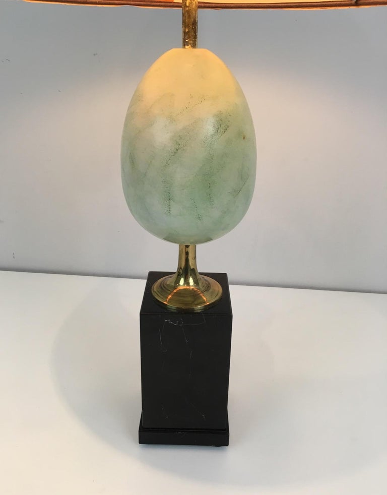 In the Style of Maison Charles, Painted Ostrich Egg Table Lamp For Sale 5
