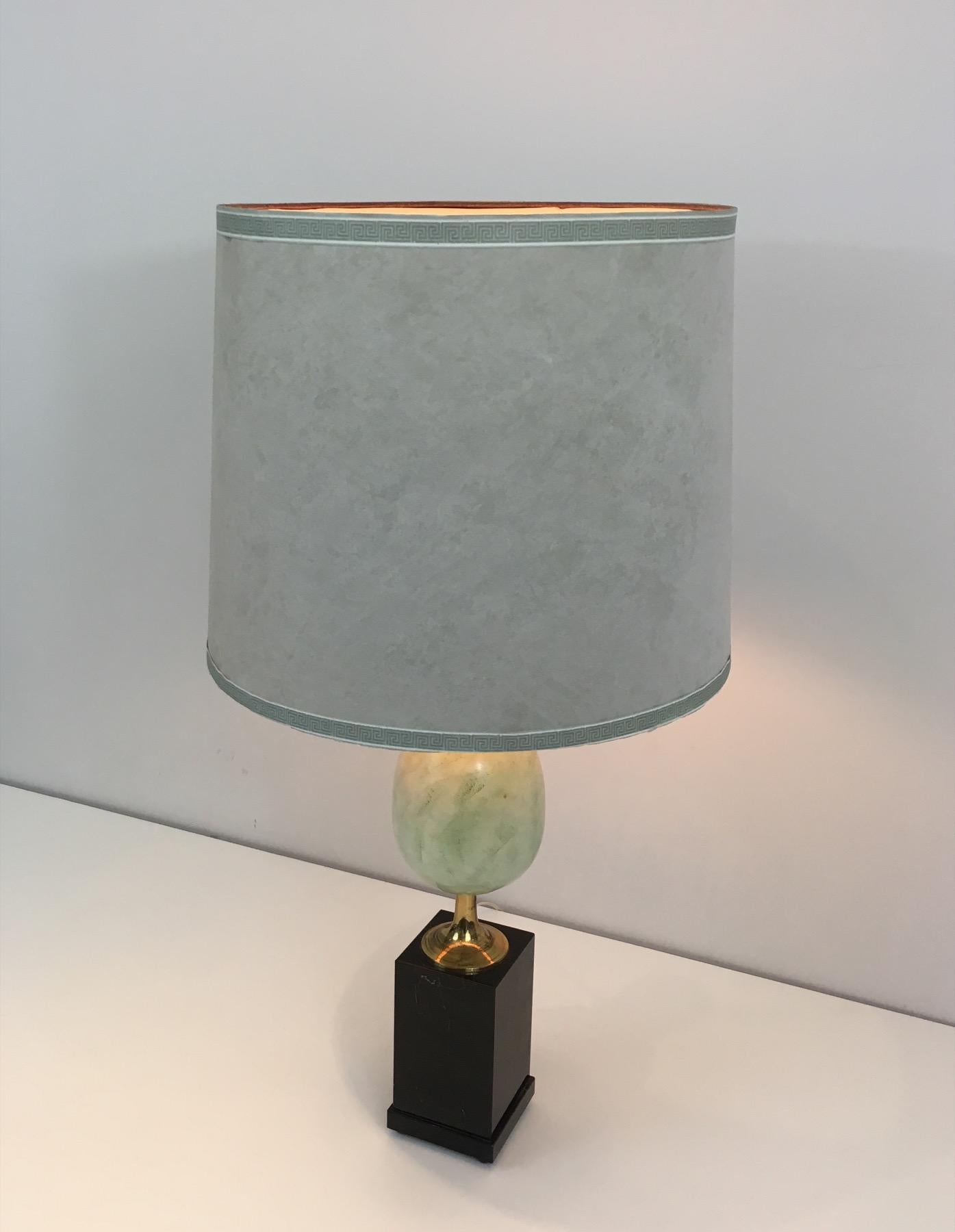Mid-Century Modern In the Style of Maison Charles, Painted Ostrich Egg Table Lamp
