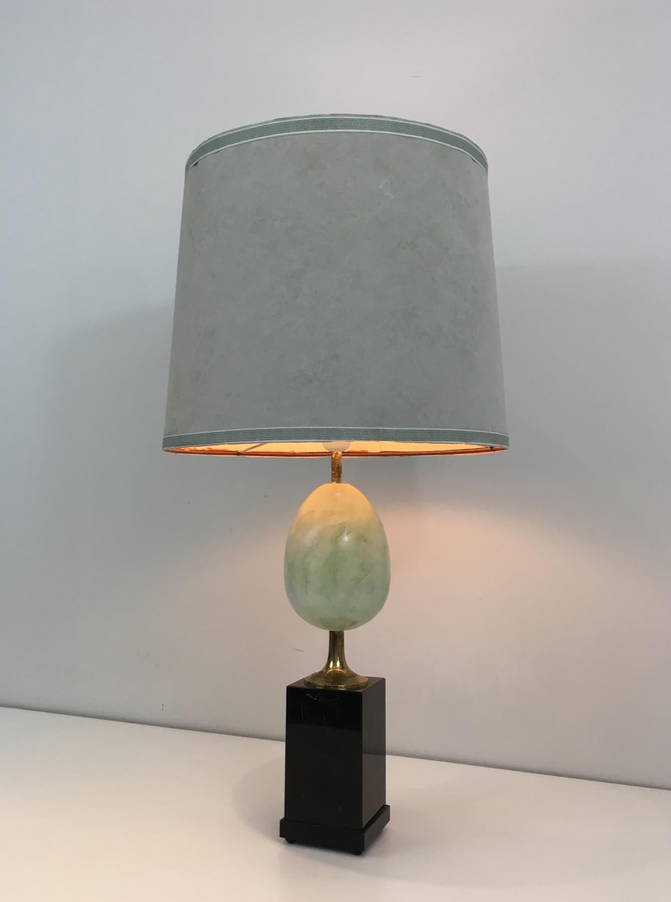 French In the Style of Maison Charles, Painted Ostrich Egg Table Lamp