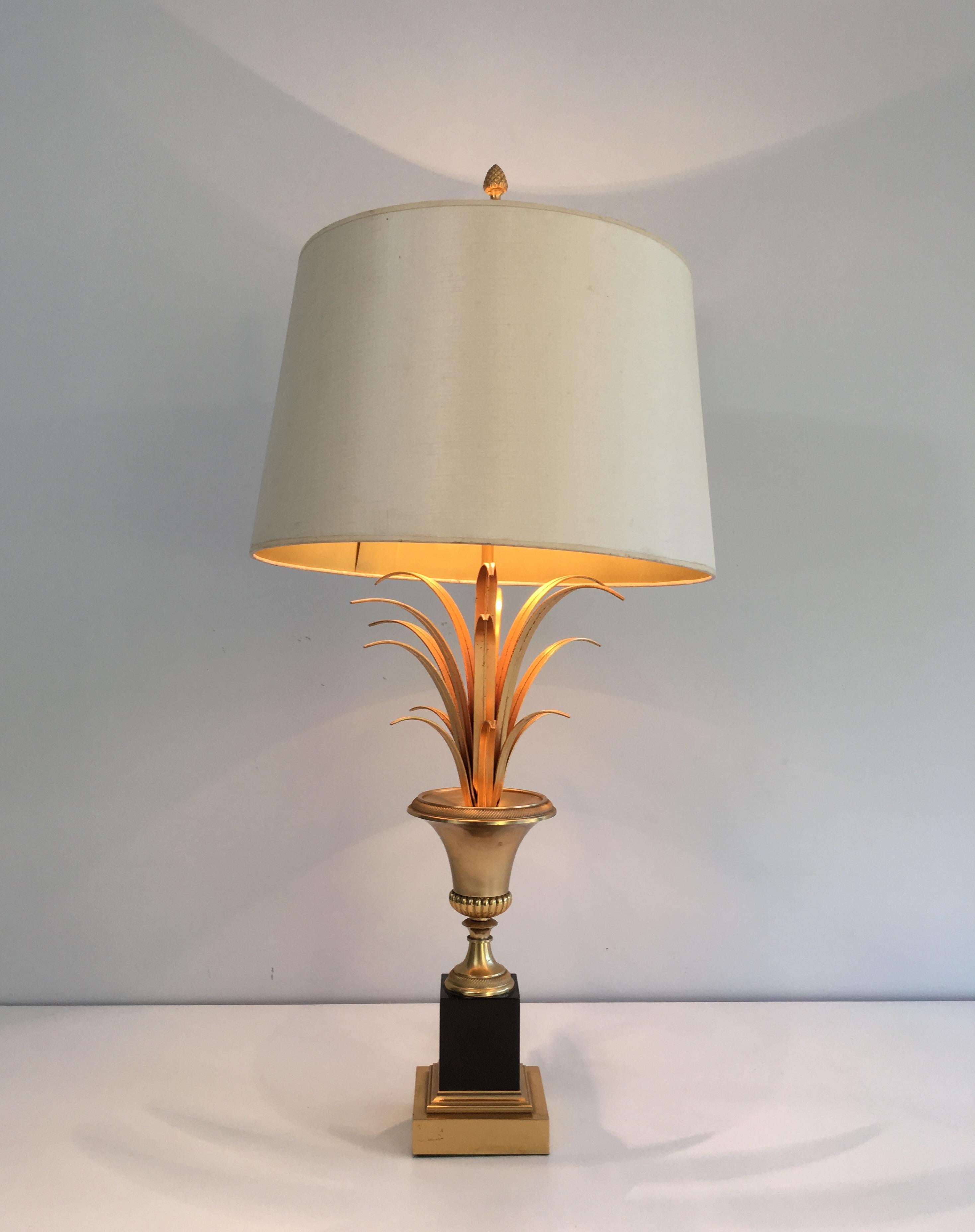 In the Style of Maison Charles, Pair of Black and Gold Palm Tree Table Lamps 7