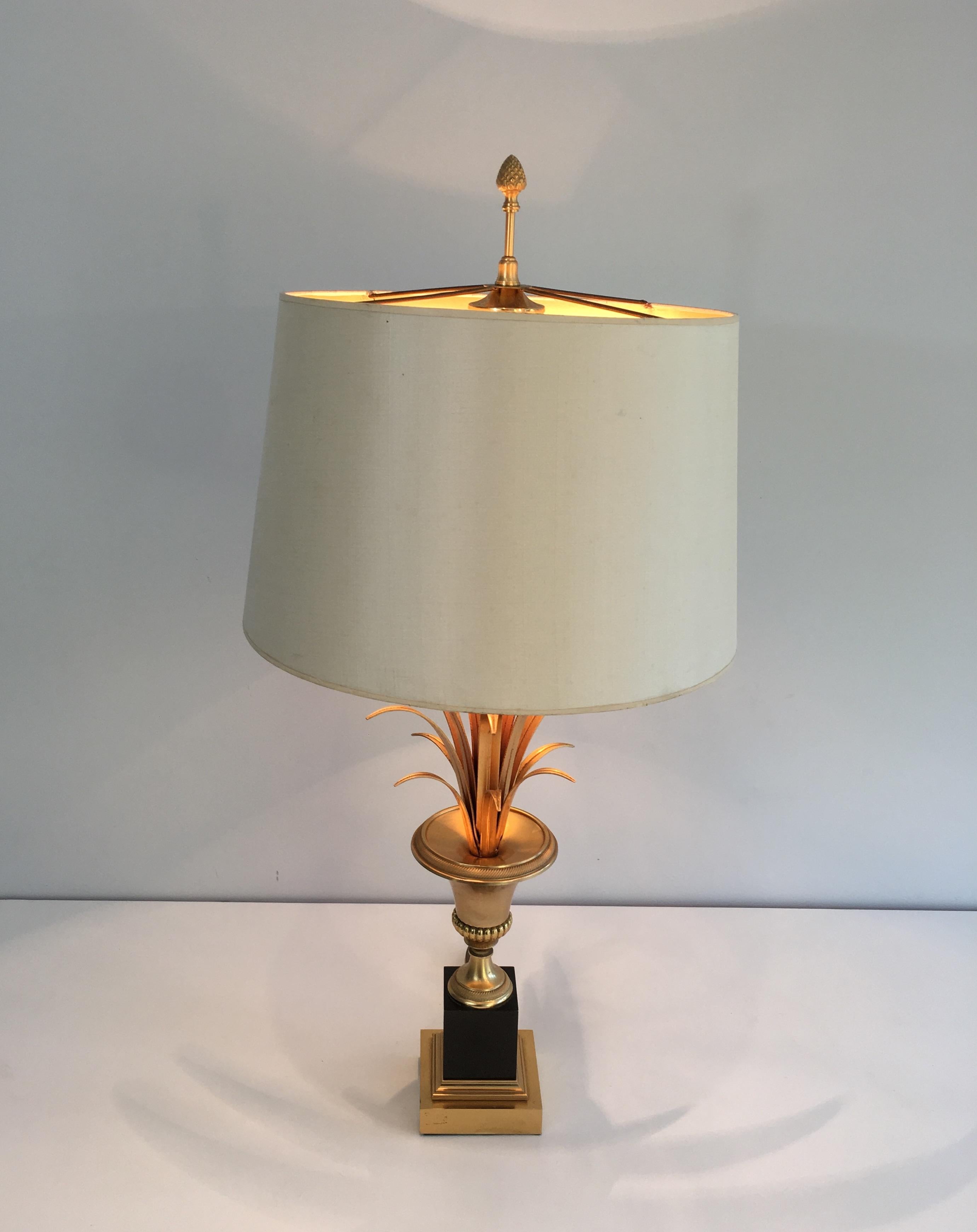 In the Style of Maison Charles, Pair of Black and Gold Palm Tree Table Lamps 8