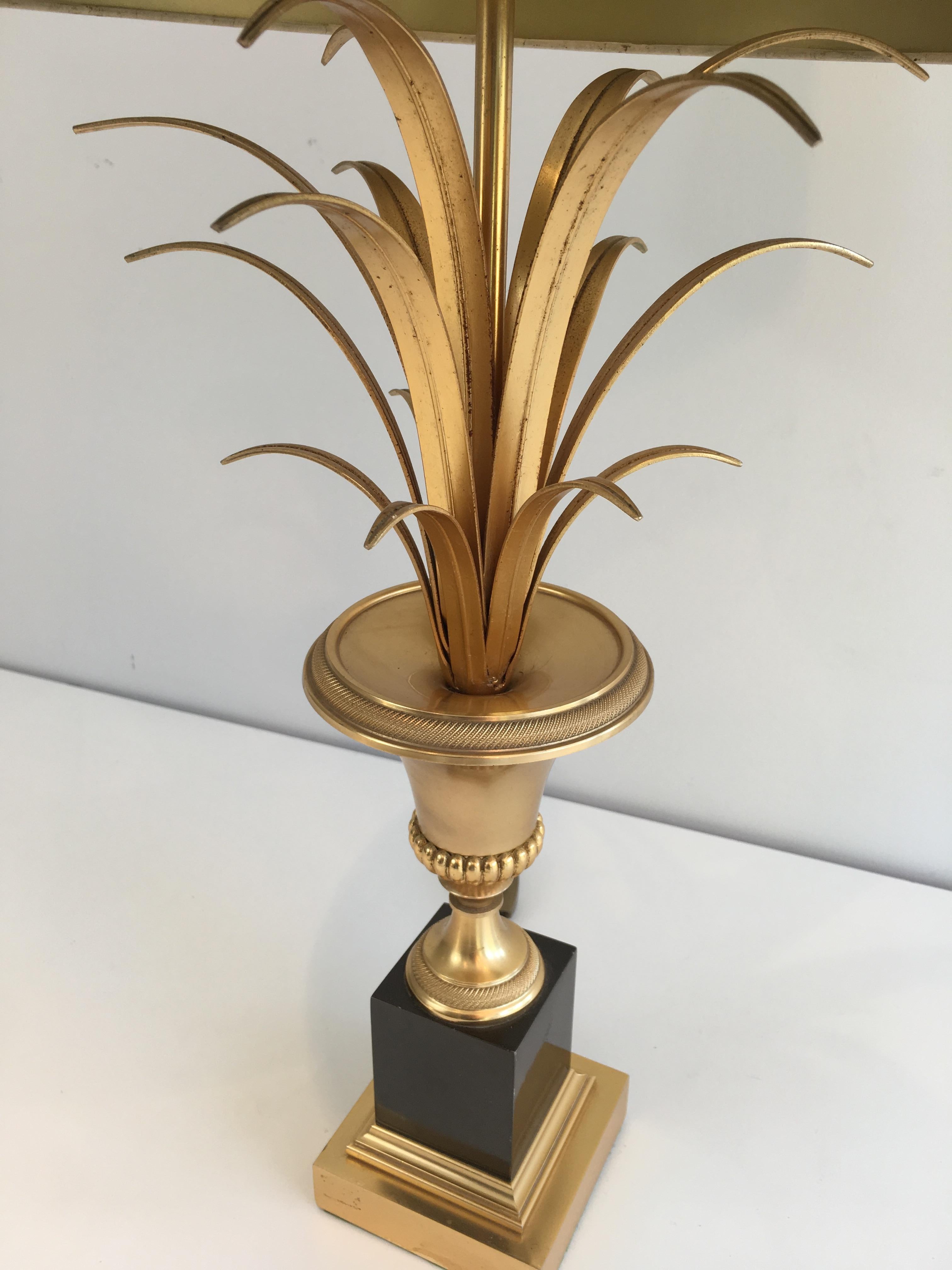In the Style of Maison Charles, Pair of Black and Gold Palm Tree Table Lamps 1