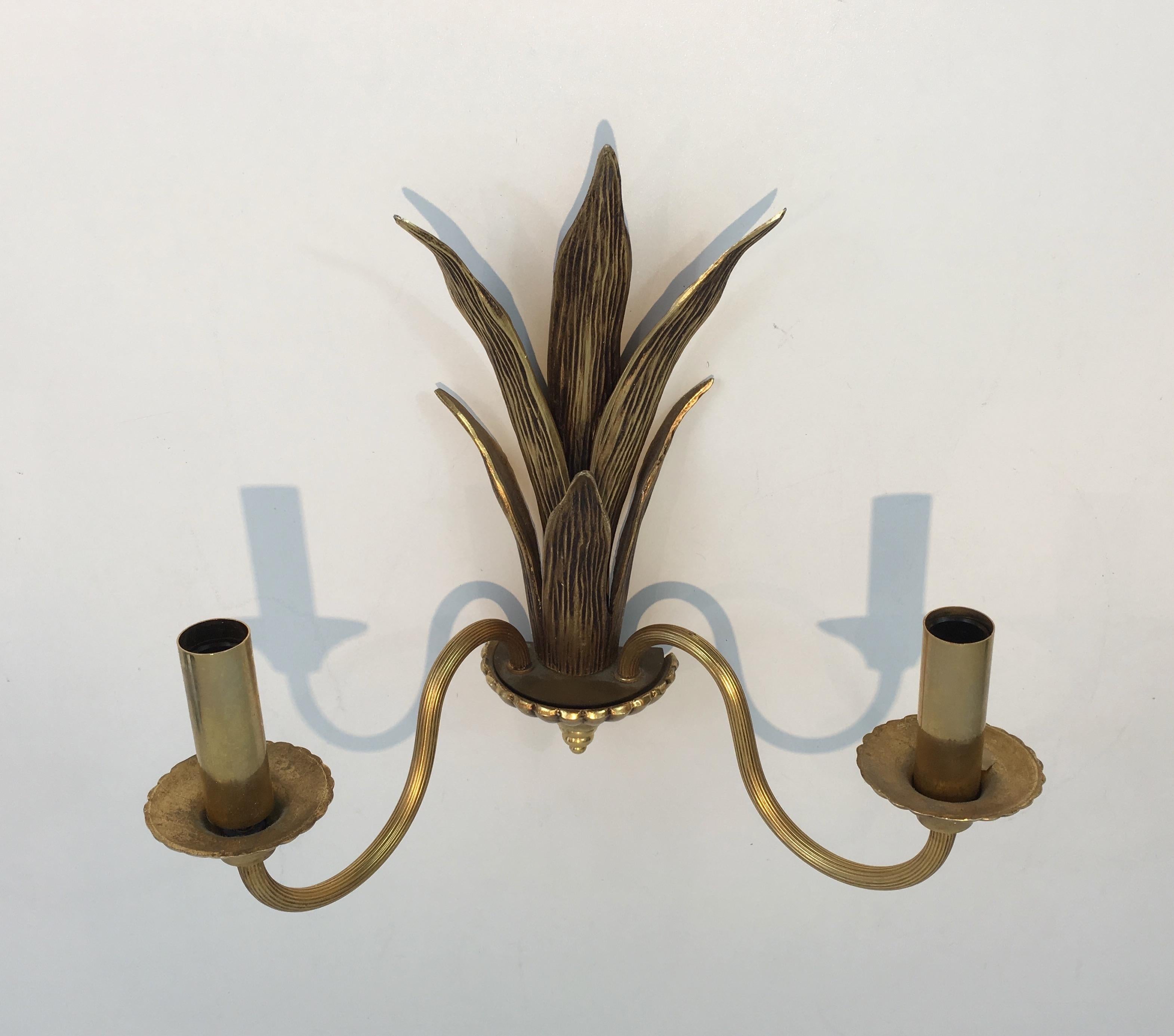 Pair of Bronze and Brass Palm Tree in the Style of Maison Charles For Sale 5