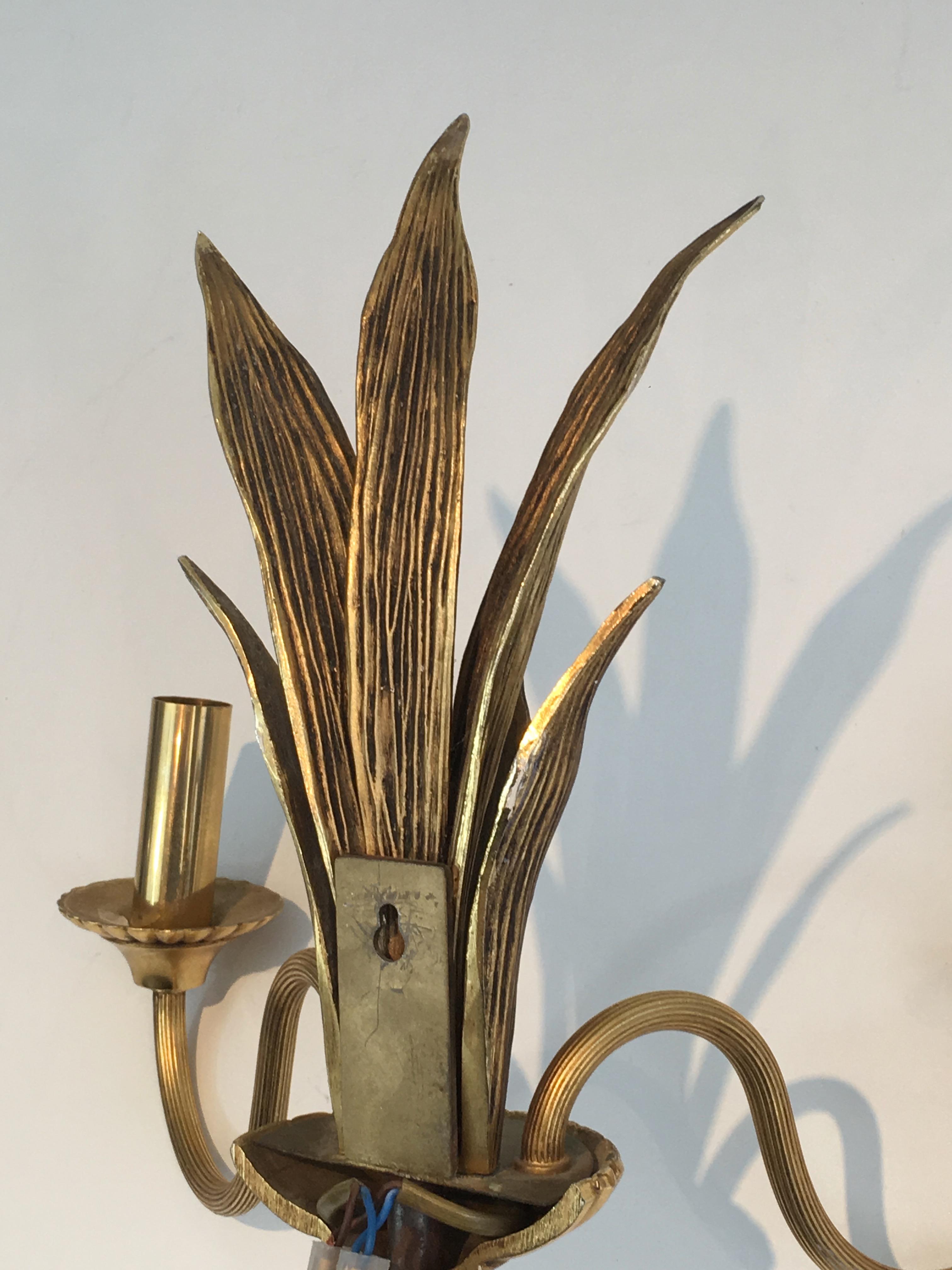 Pair of Bronze and Brass Palm Tree in the Style of Maison Charles For Sale 8