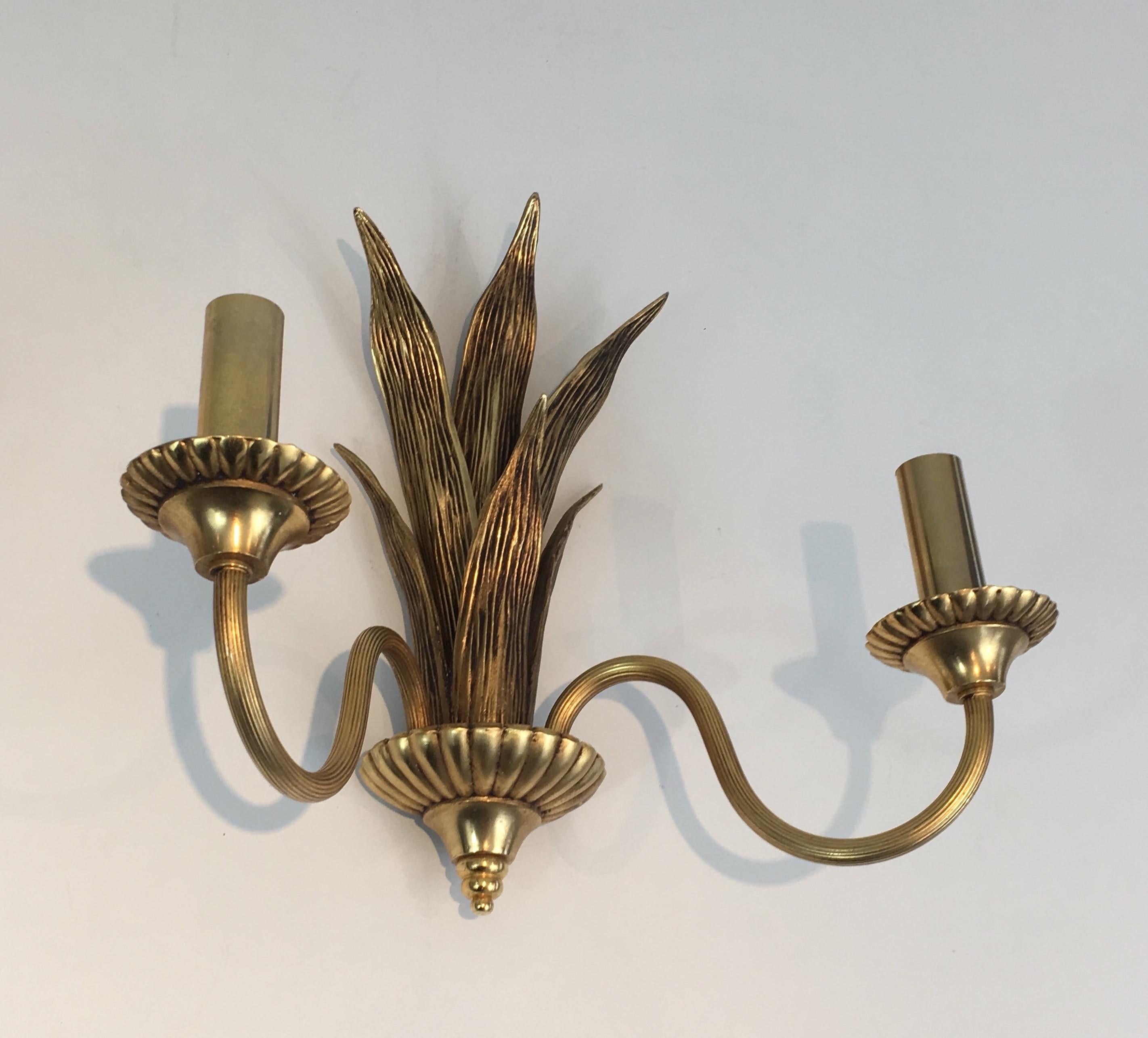 Neoclassical Pair of Bronze and Brass Palm Tree in the Style of Maison Charles For Sale