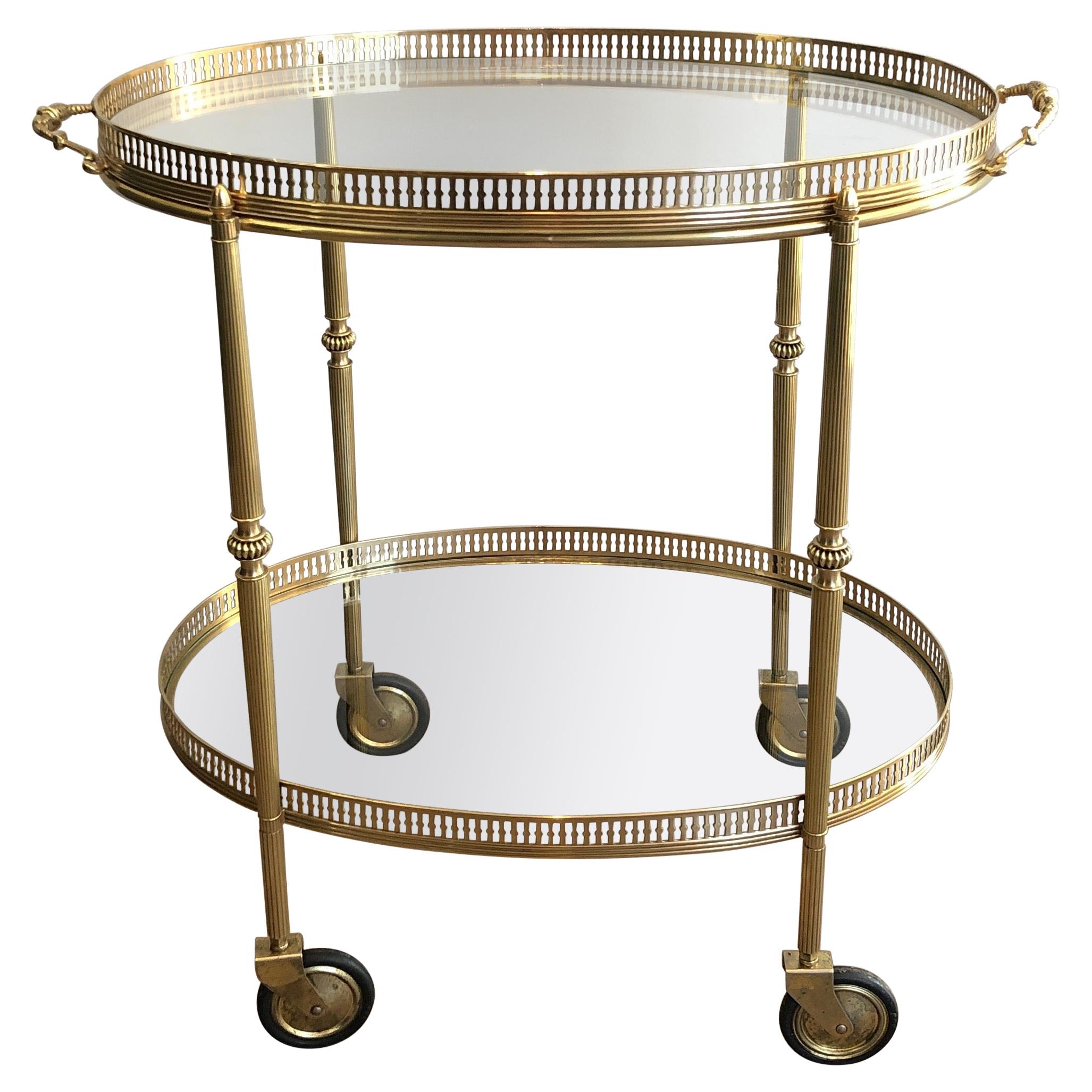Large French Neoclassic Brass Bar Cart at 1stDibs