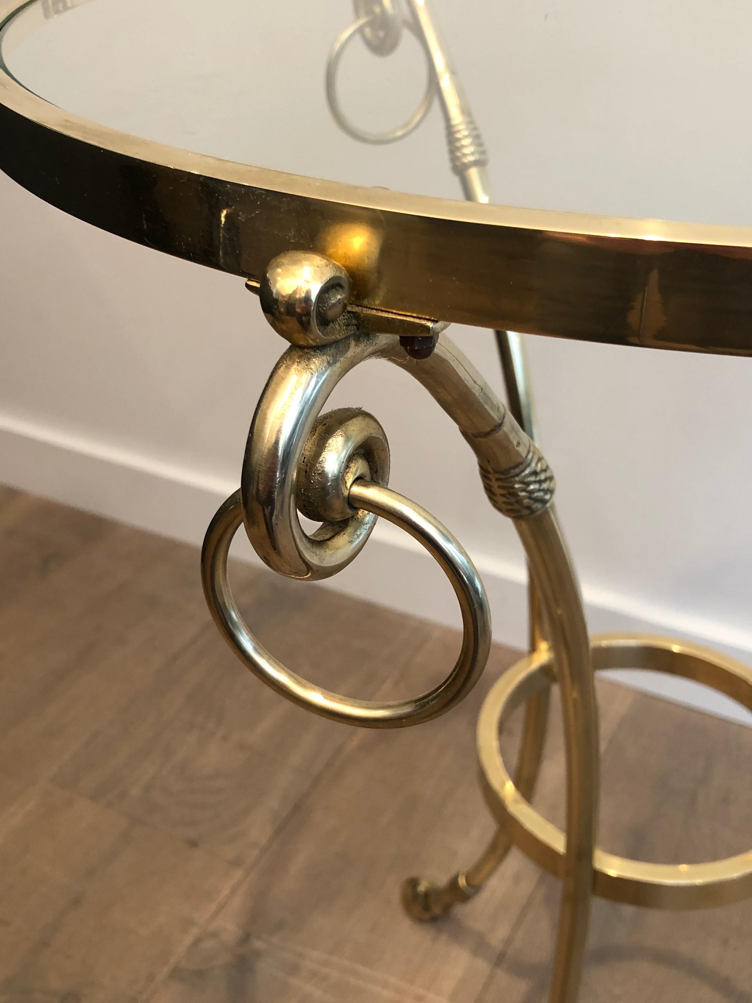 In the Style of Maison Jansen Neoclassical Style Brass Gueridon with Round Glass 5