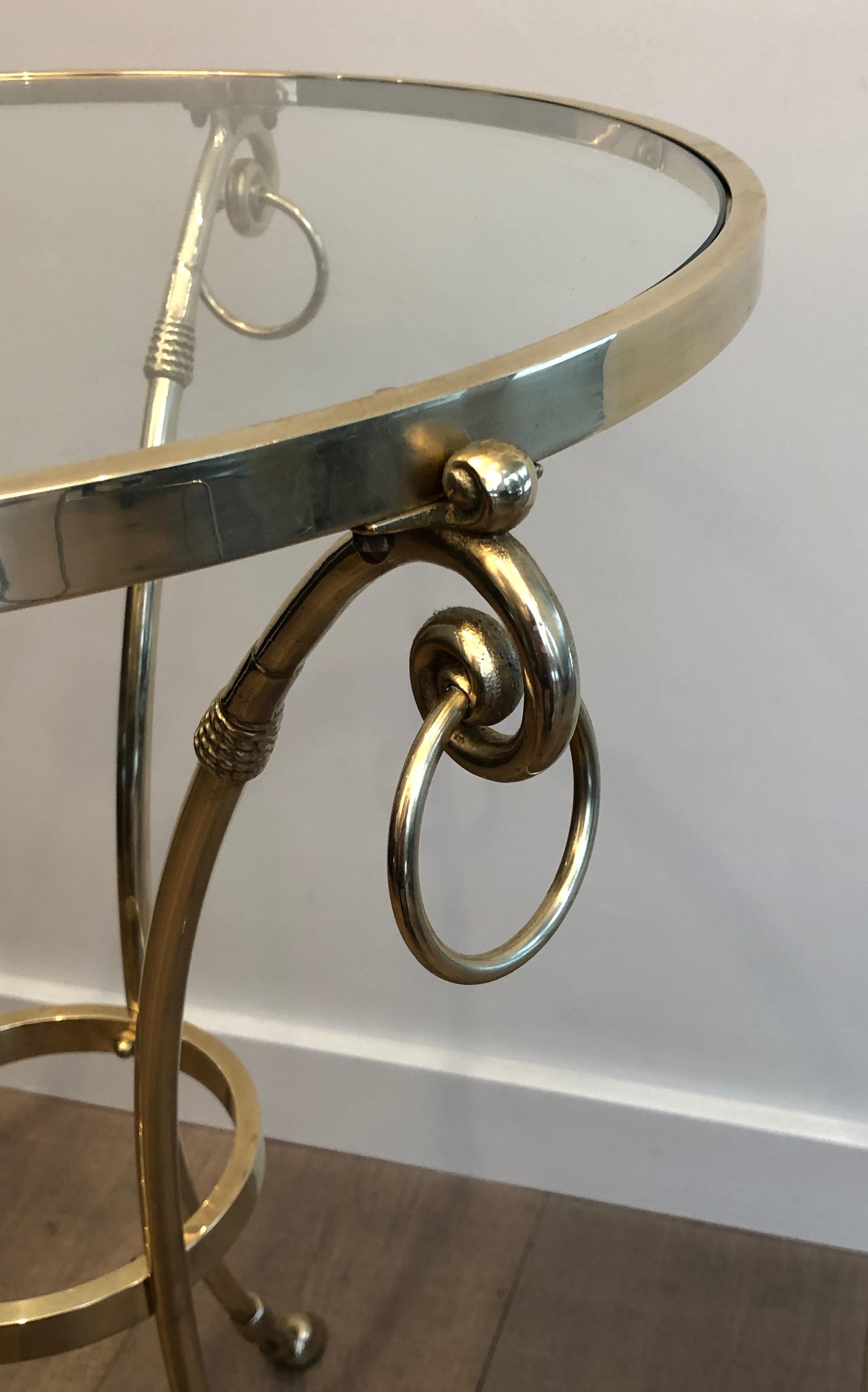 In the Style of Maison Jansen Neoclassical Style Brass Gueridon with Round Glass 13