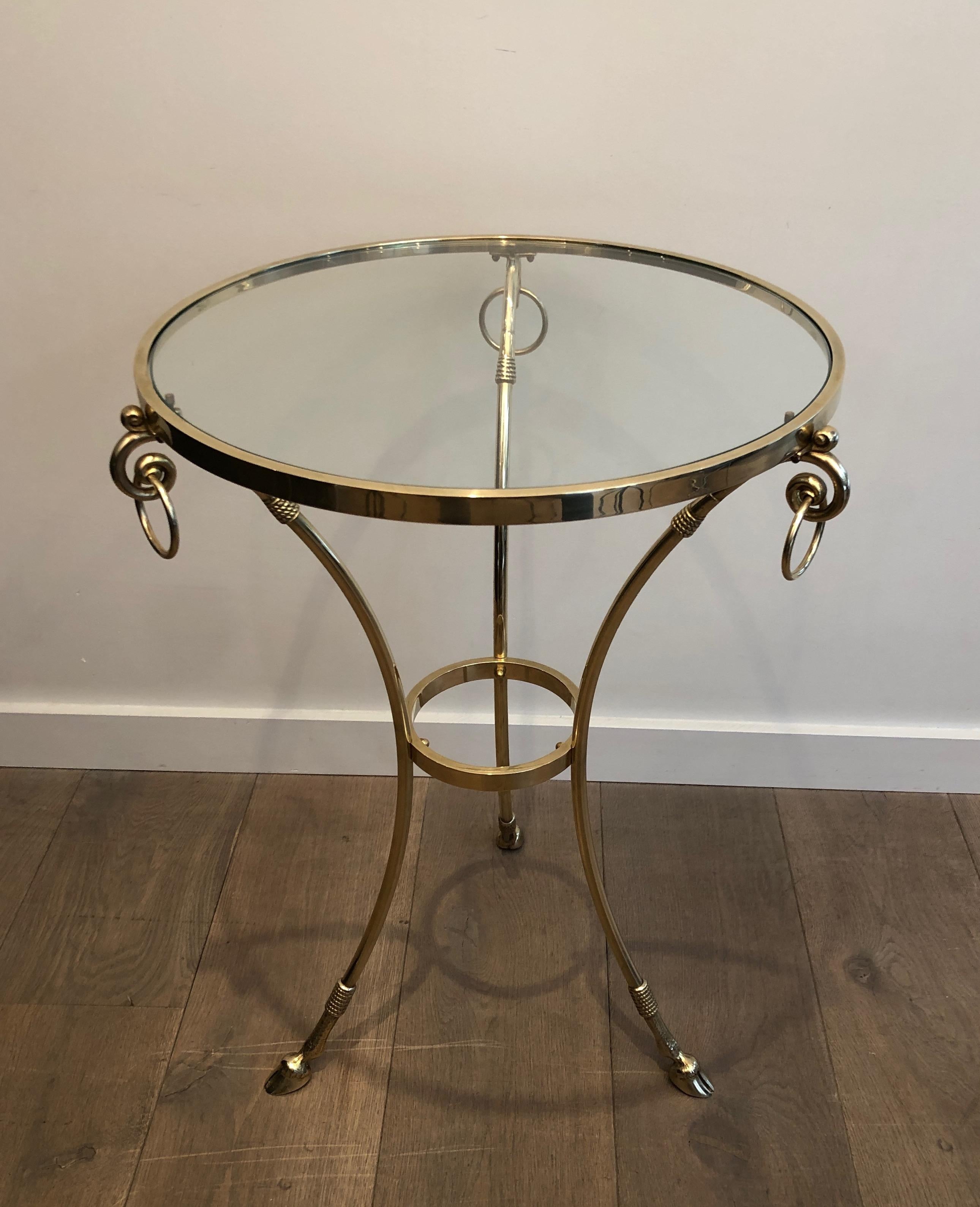 In the Style of Maison Jansen Neoclassical Style Brass Gueridon with Round Glass 14