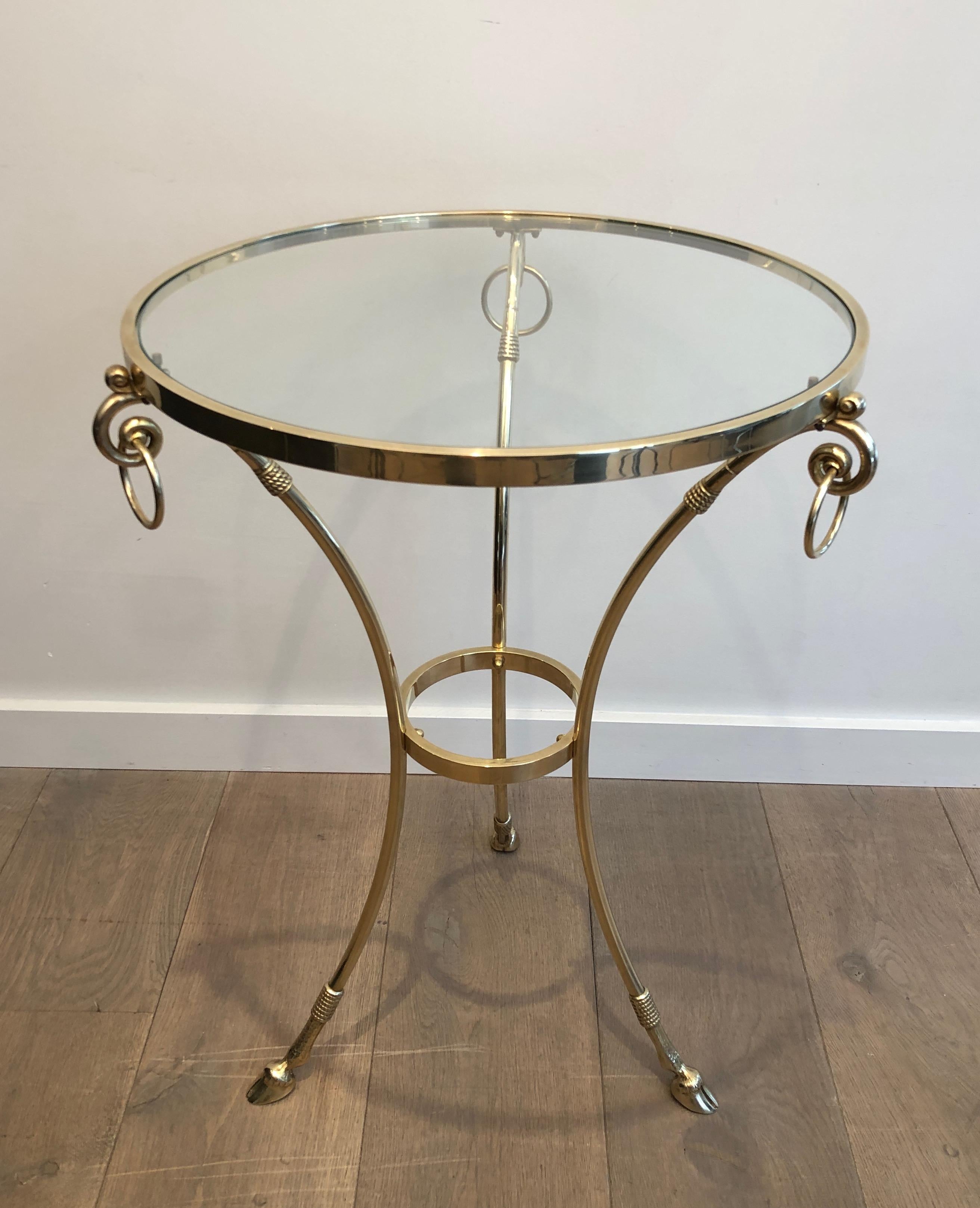 In the Style of Maison Jansen Neoclassical Style Brass Gueridon with Round Glass 15