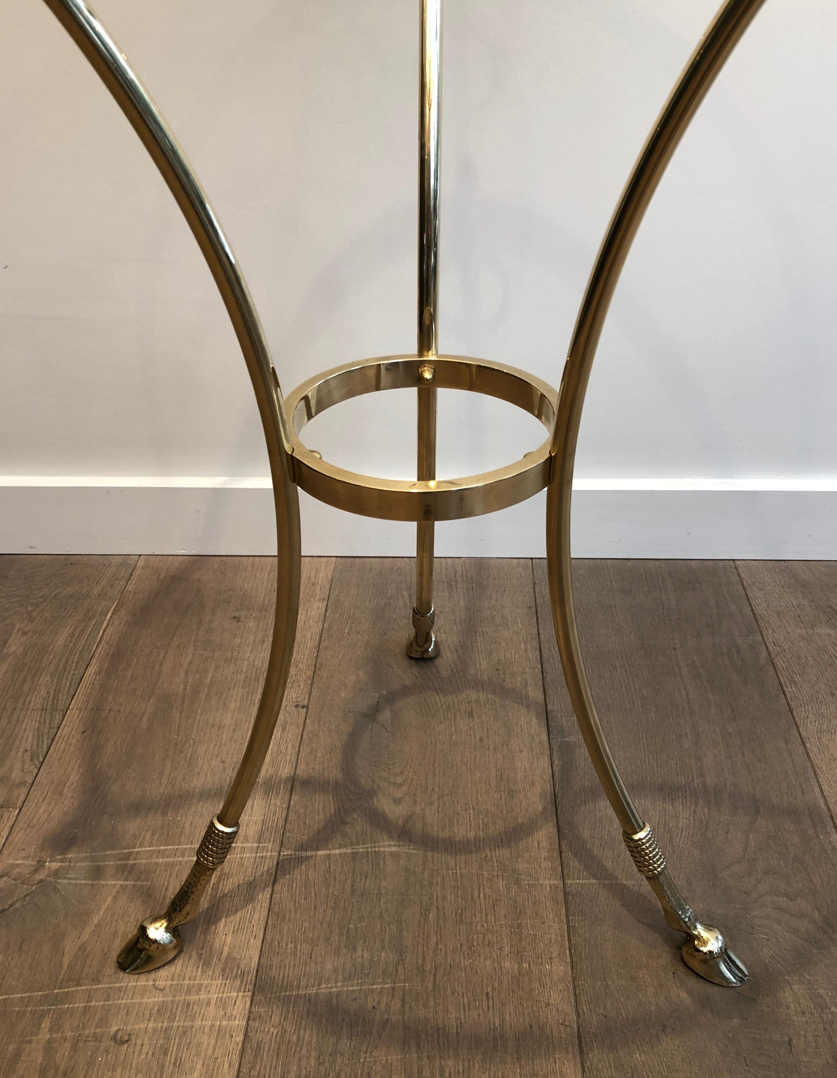 Late 20th Century In the Style of Maison Jansen Neoclassical Style Brass Gueridon with Round Glass