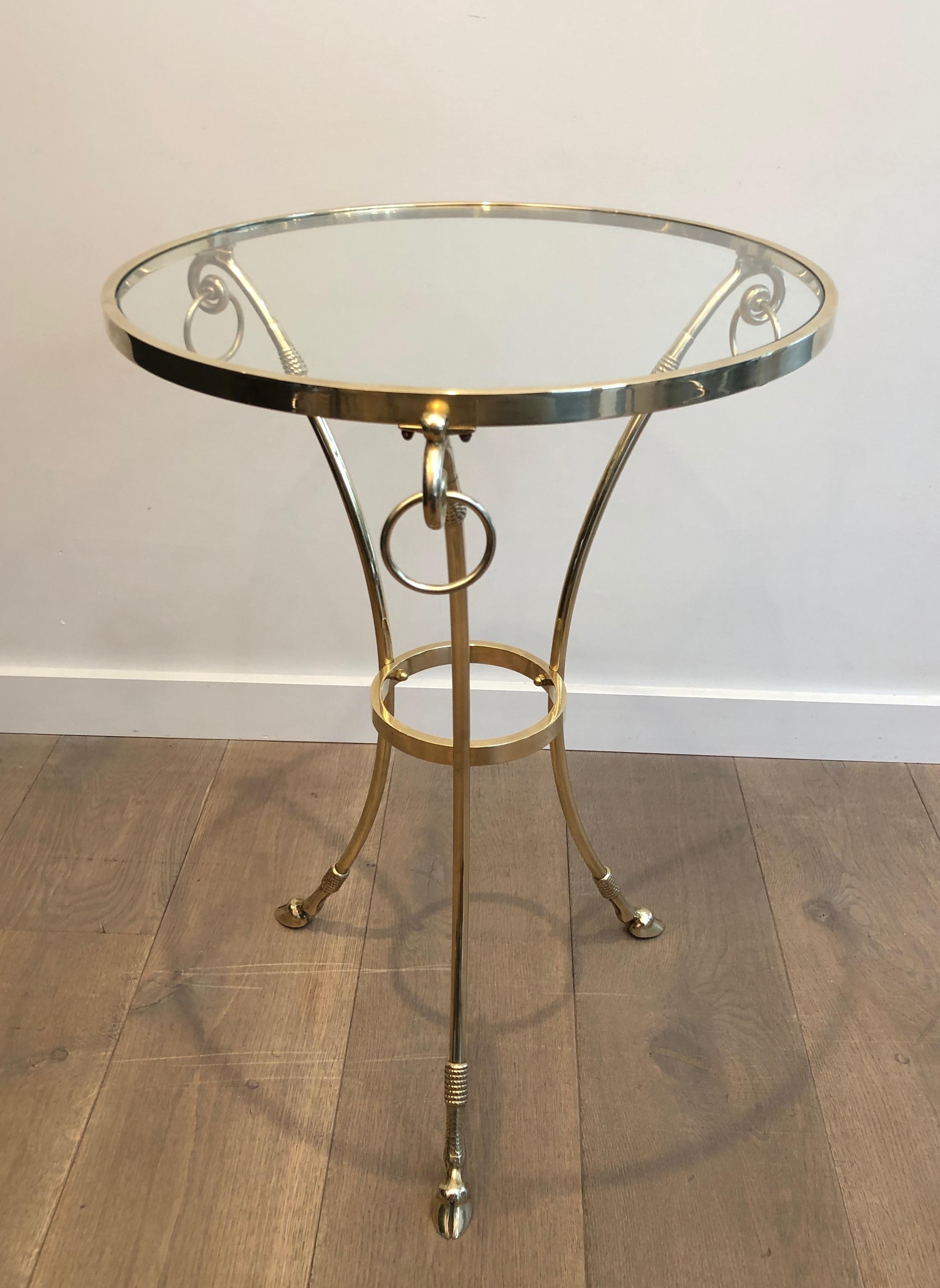 In the Style of Maison Jansen Neoclassical Style Brass Gueridon with Round Glass 3