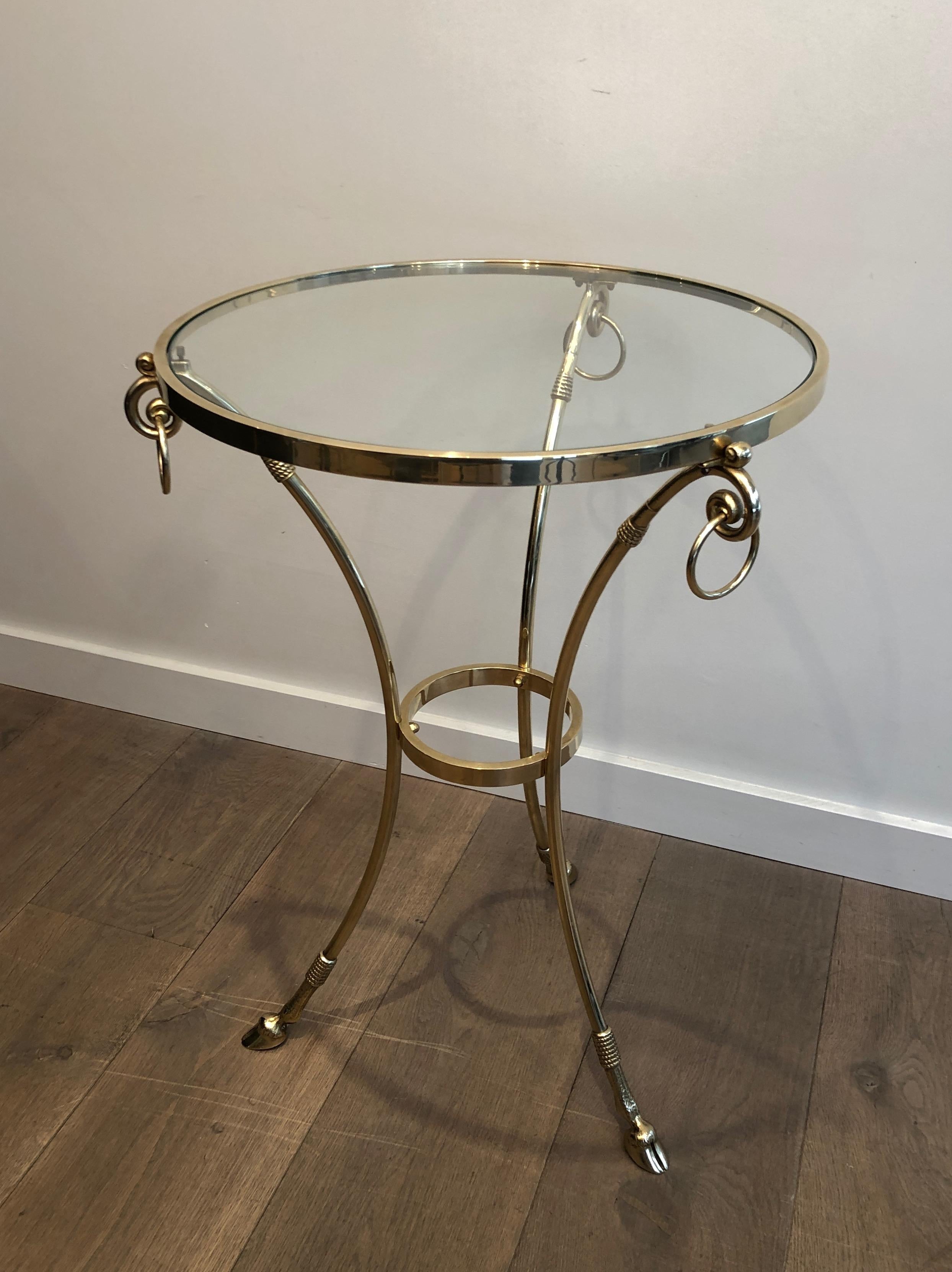 In the Style of Maison Jansen Neoclassical Style Brass Gueridon with Round Glass 4
