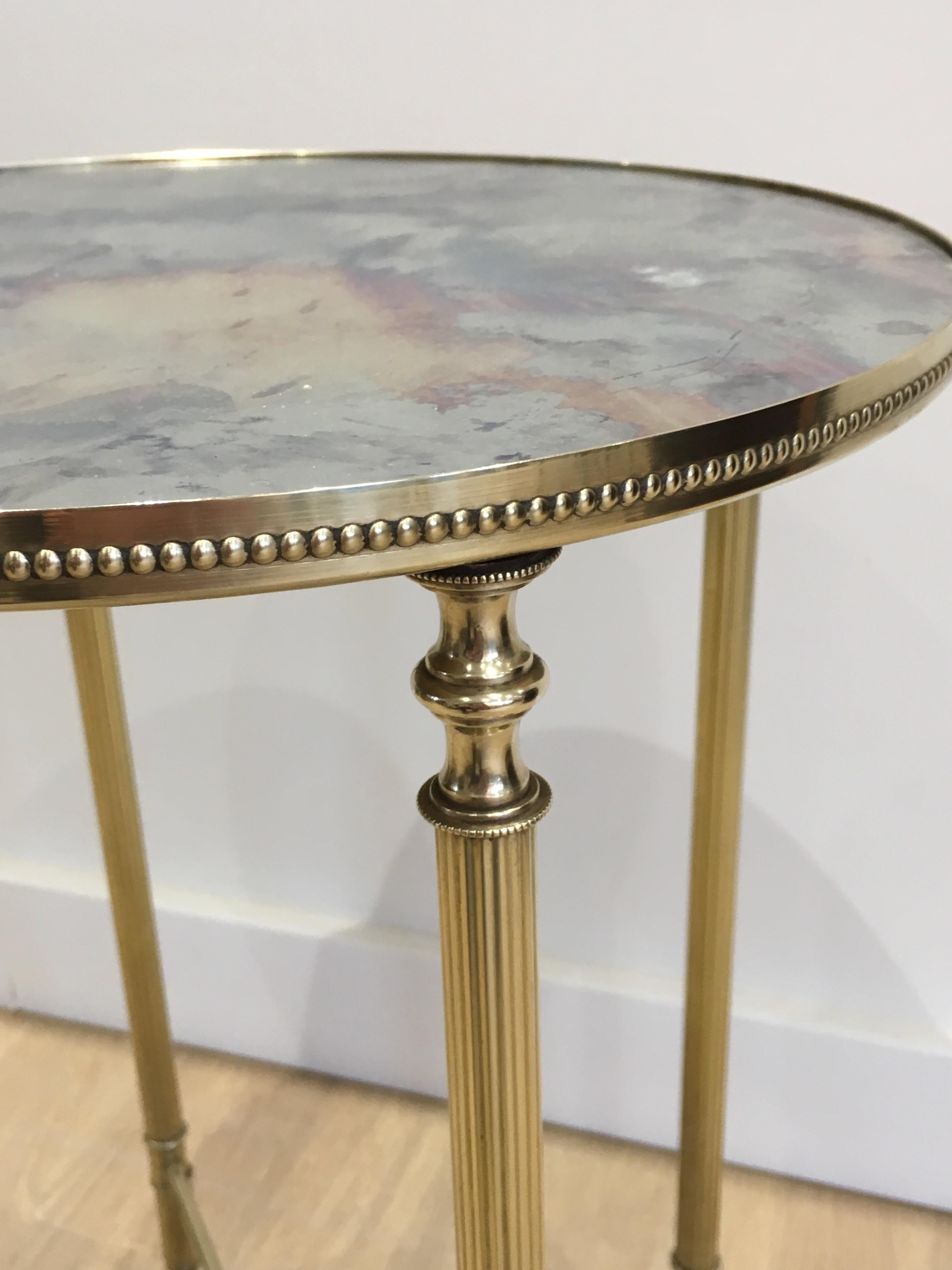 In the Style of Maison Jansen, Neoclassical Style Round Brass Side Table with Or 5