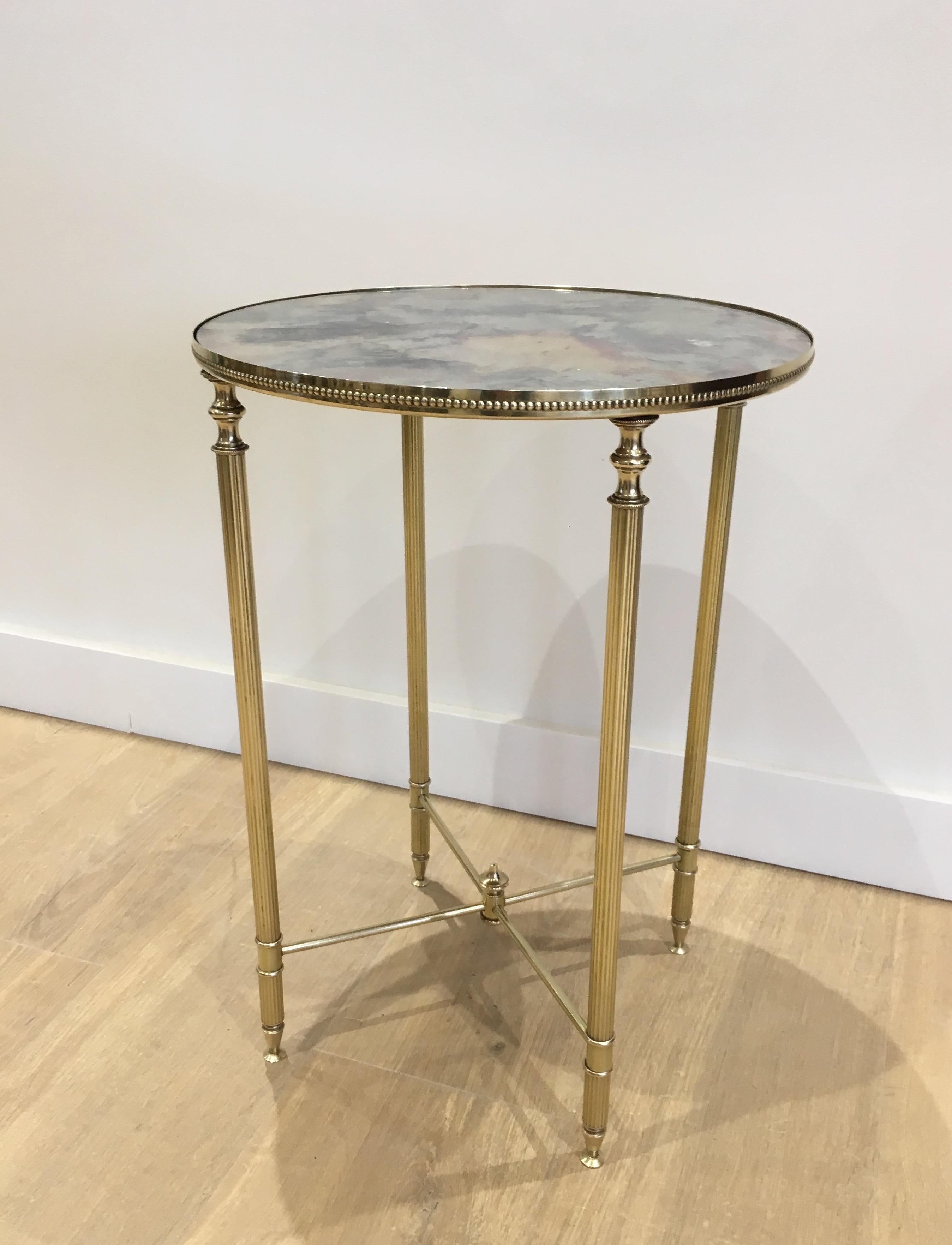 In the Style of Maison Jansen, Neoclassical Style Round Brass Side Table with Or 9