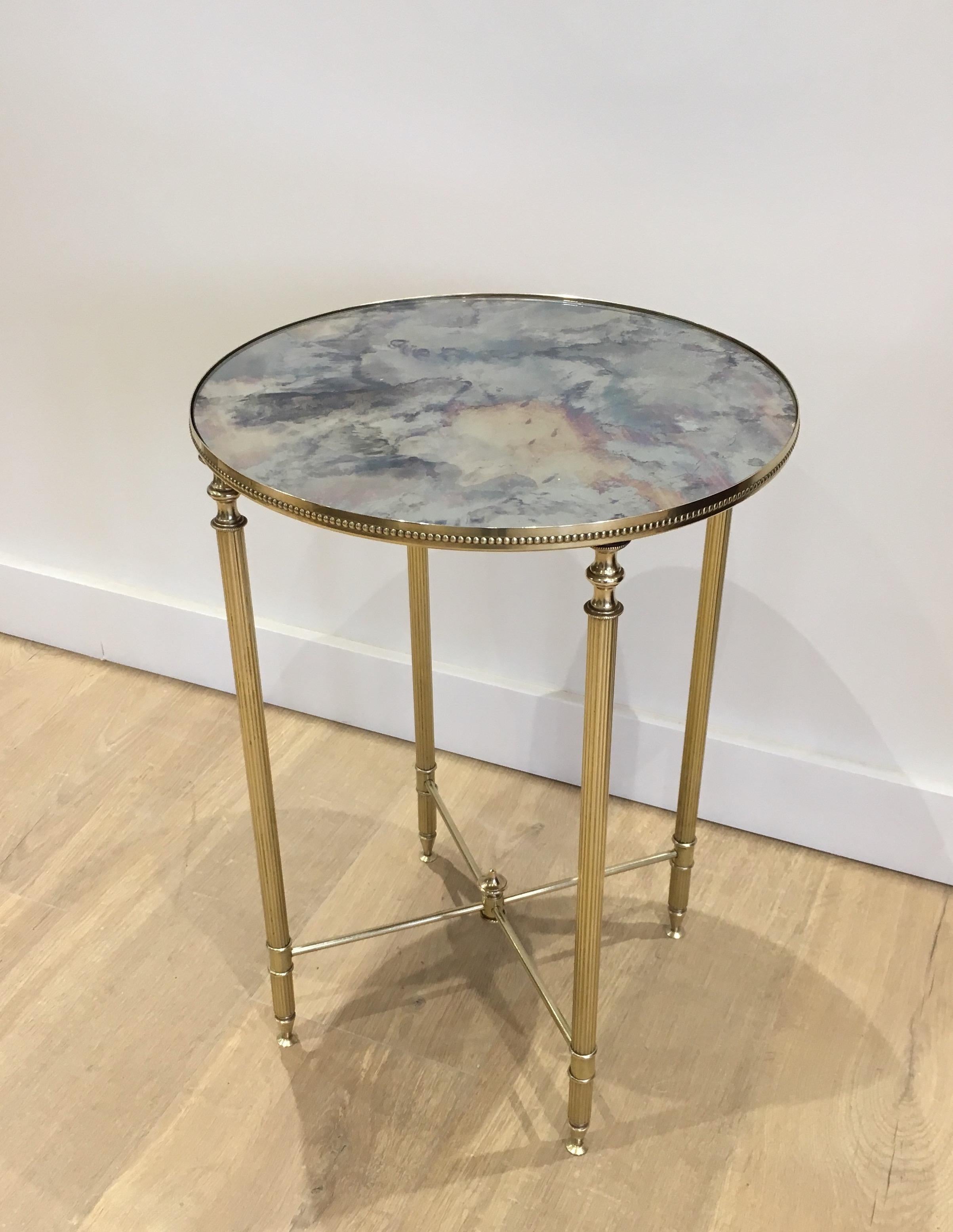 In the Style of Maison Jansen, Neoclassical Style Round Brass Side Table with Or 10