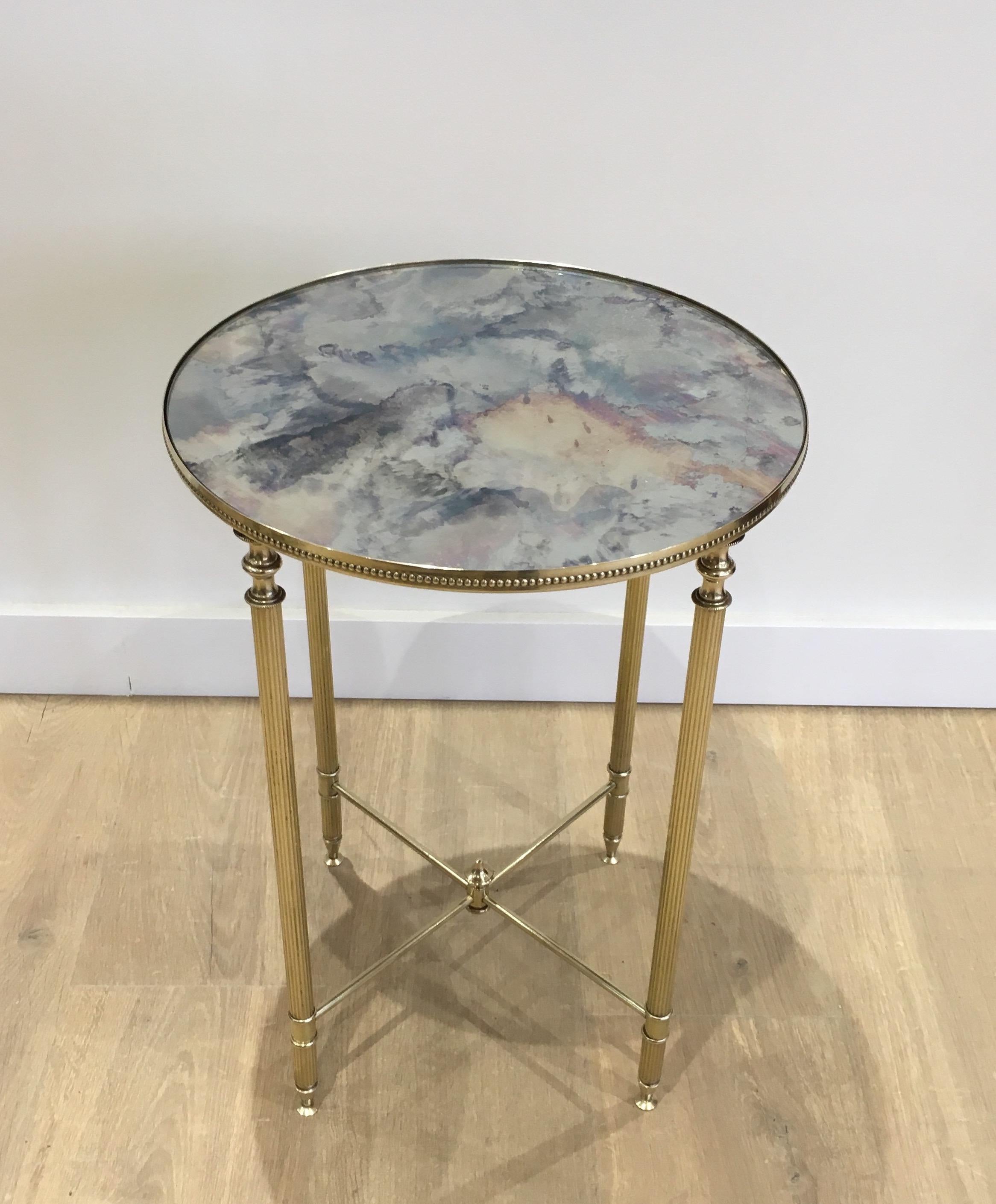 In the Style of Maison Jansen, Neoclassical Style Round Brass Side Table with Or 11