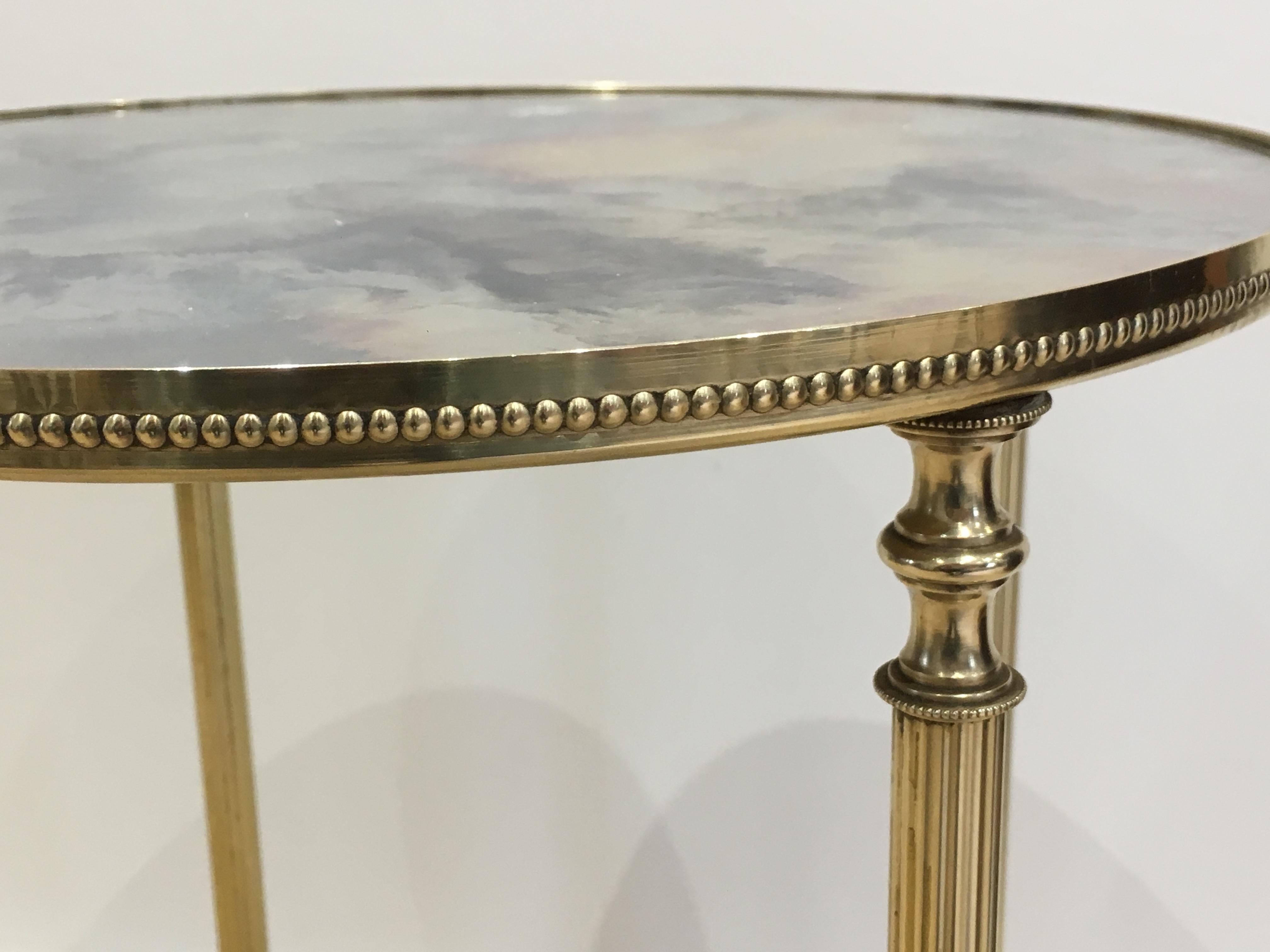 In the Style of Maison Jansen, Neoclassical Style Round Brass Side Table with Or 1