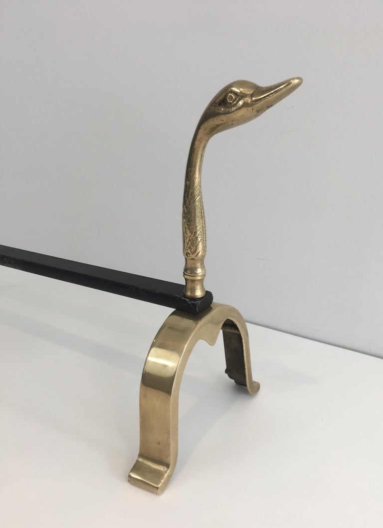 In the Style of Maison Jansen, Pair of Brass and Wrought Iron Ducks