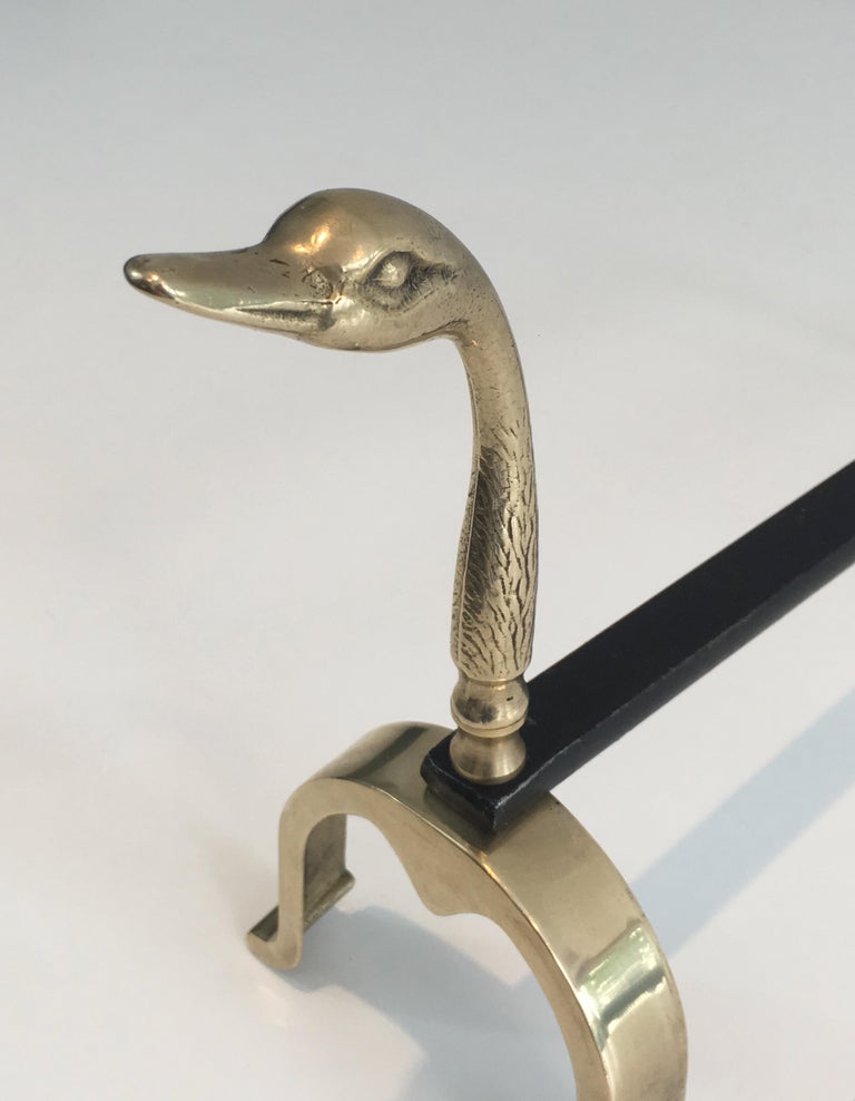 In the Style of Maison Jansen, Pair of Brass and Wrought Iron Ducks