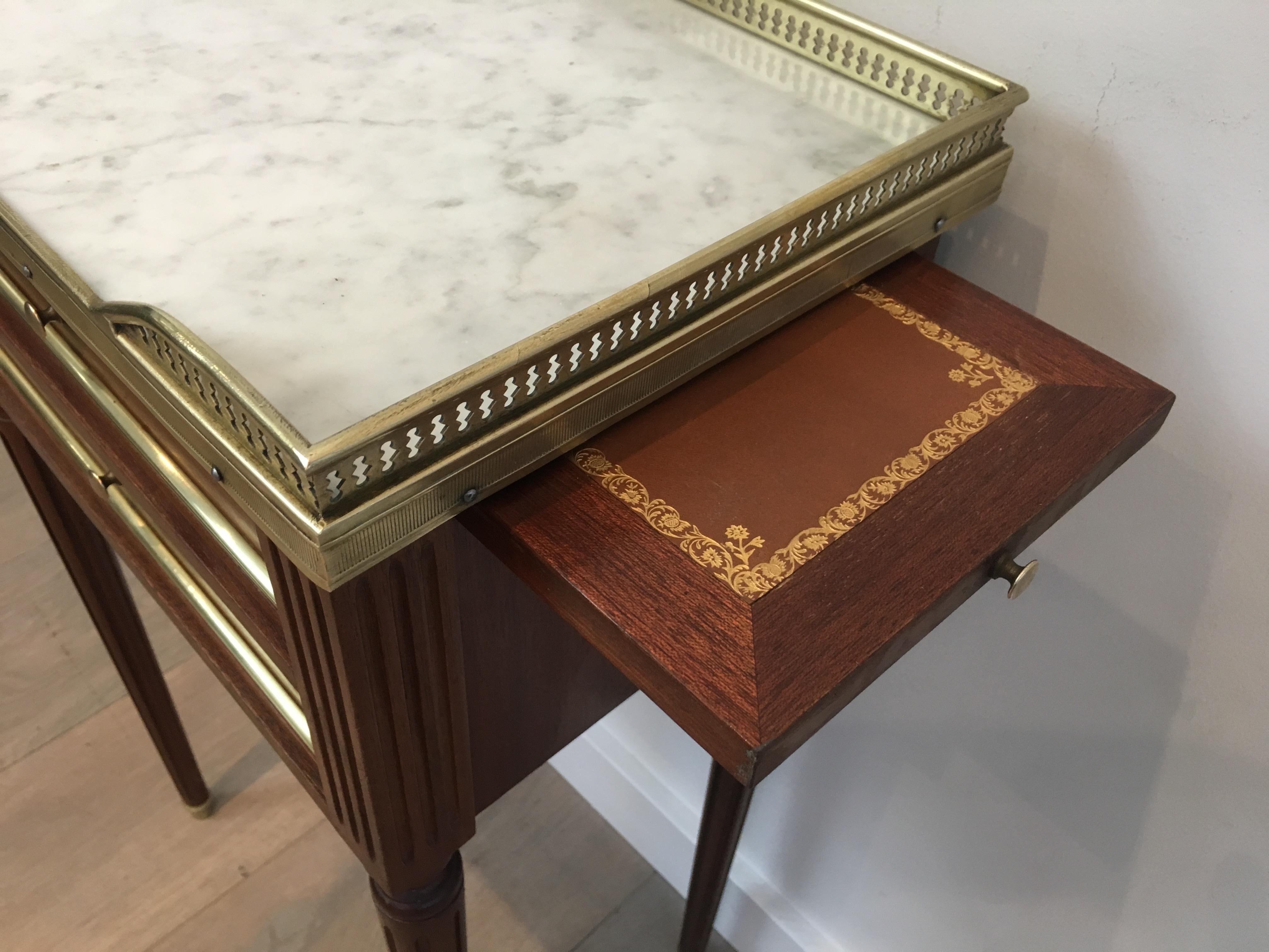 Pair of Mahogany, Brass and Marble Side Tables in the Style of Maison Jansen 3