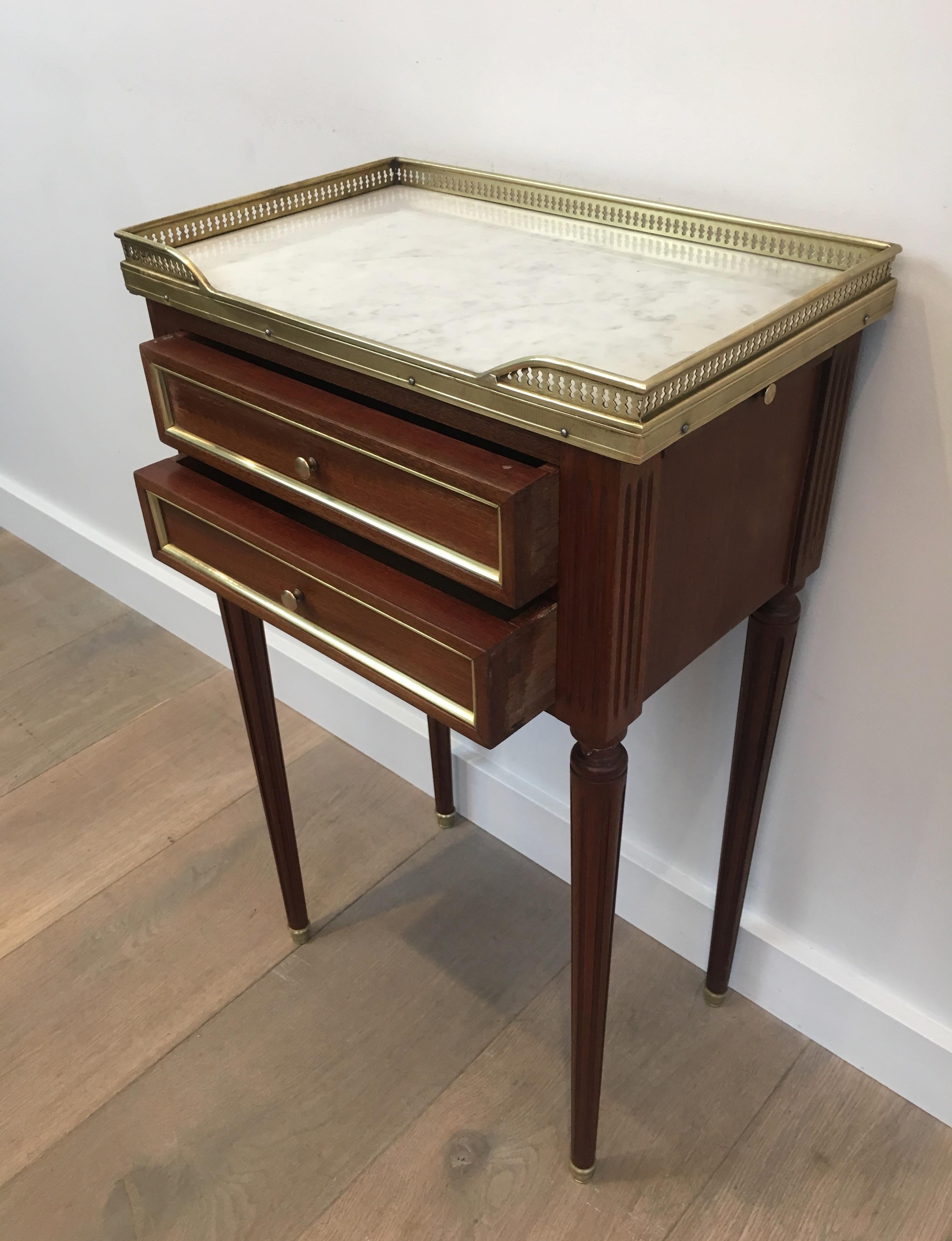 Pair of Mahogany, Brass and Marble Side Tables in the Style of Maison Jansen 5