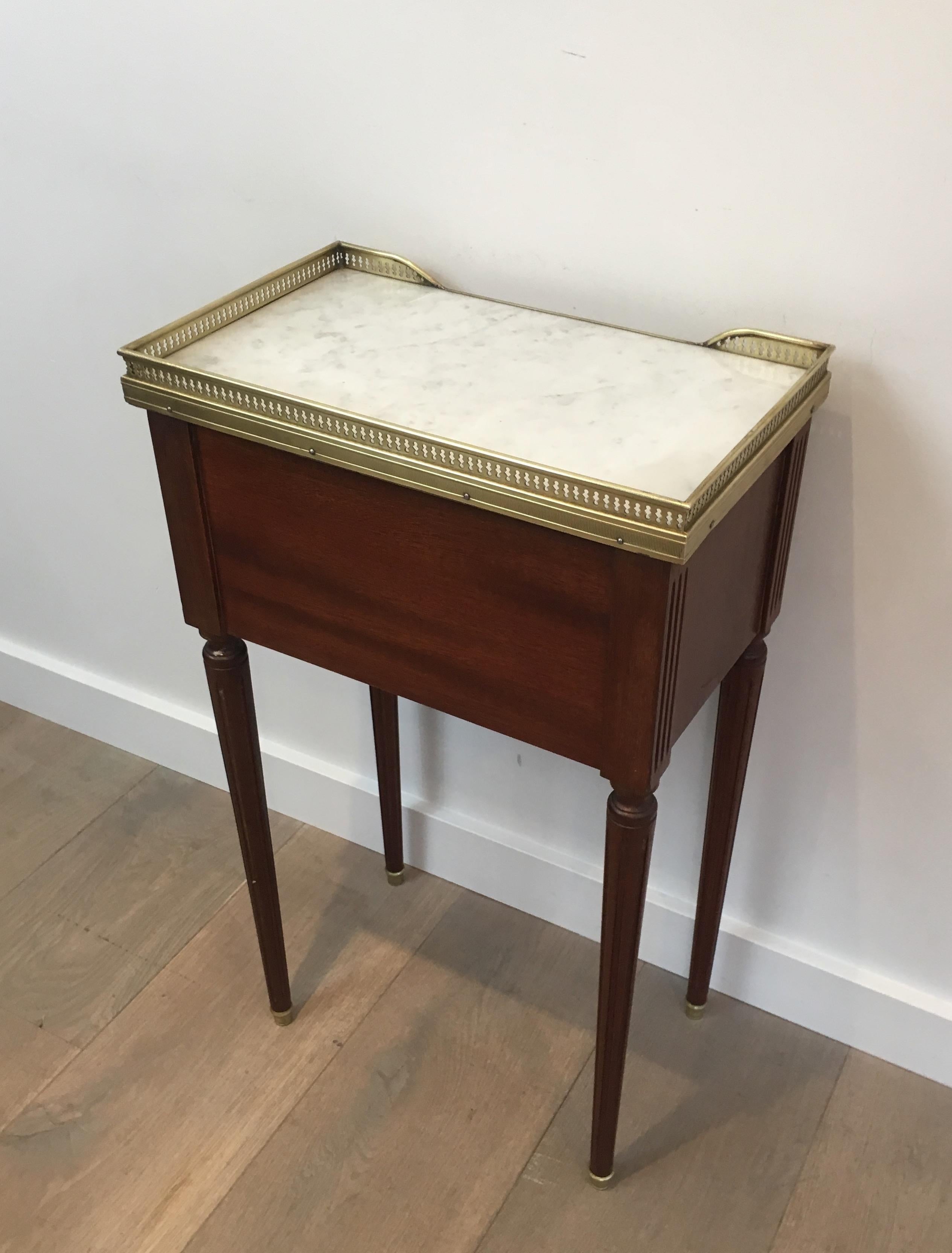 Pair of Mahogany, Brass and Marble Side Tables in the Style of Maison Jansen 7