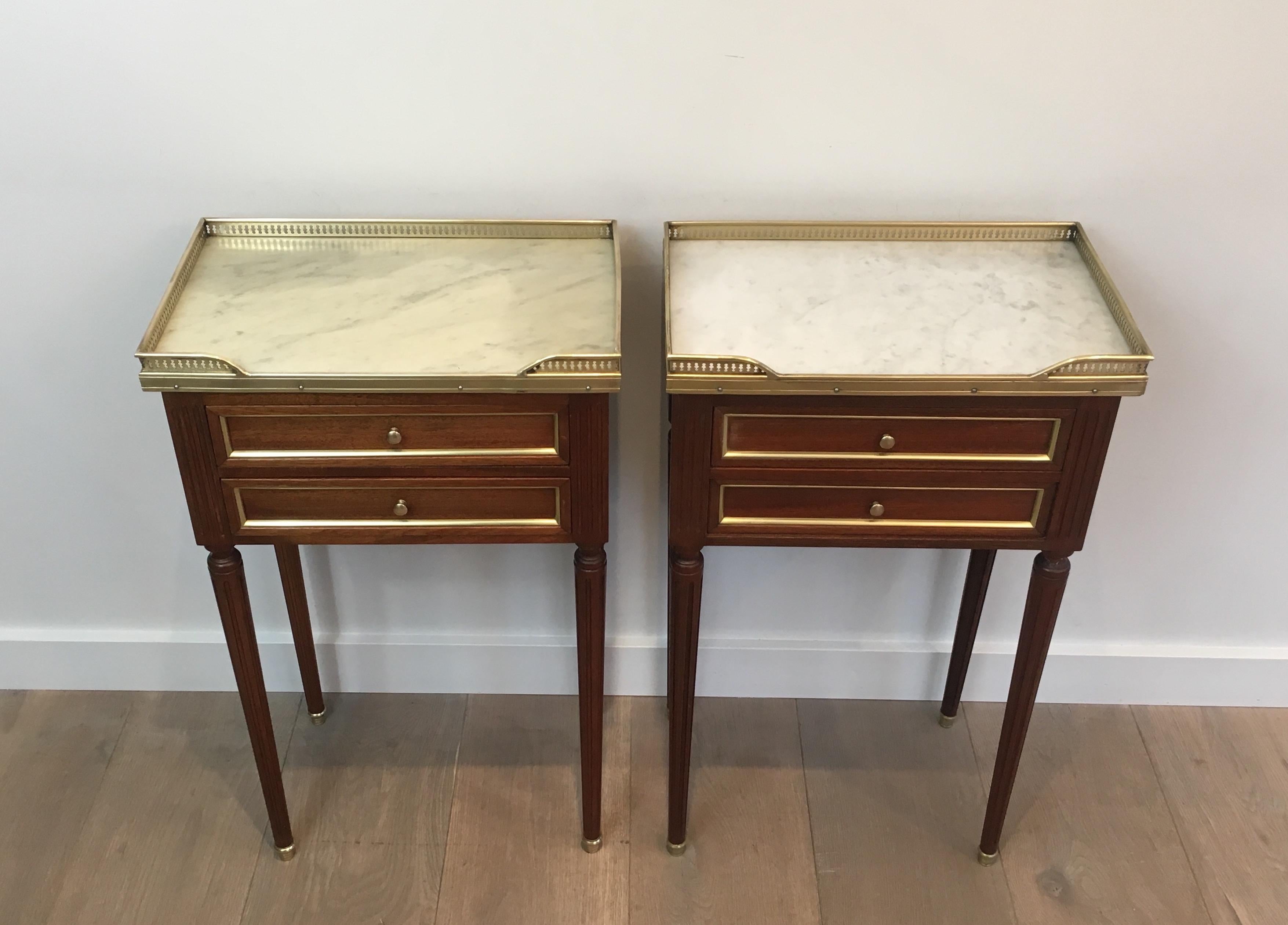 Pair of Mahogany, Brass and Marble Side Tables in the Style of Maison Jansen 11