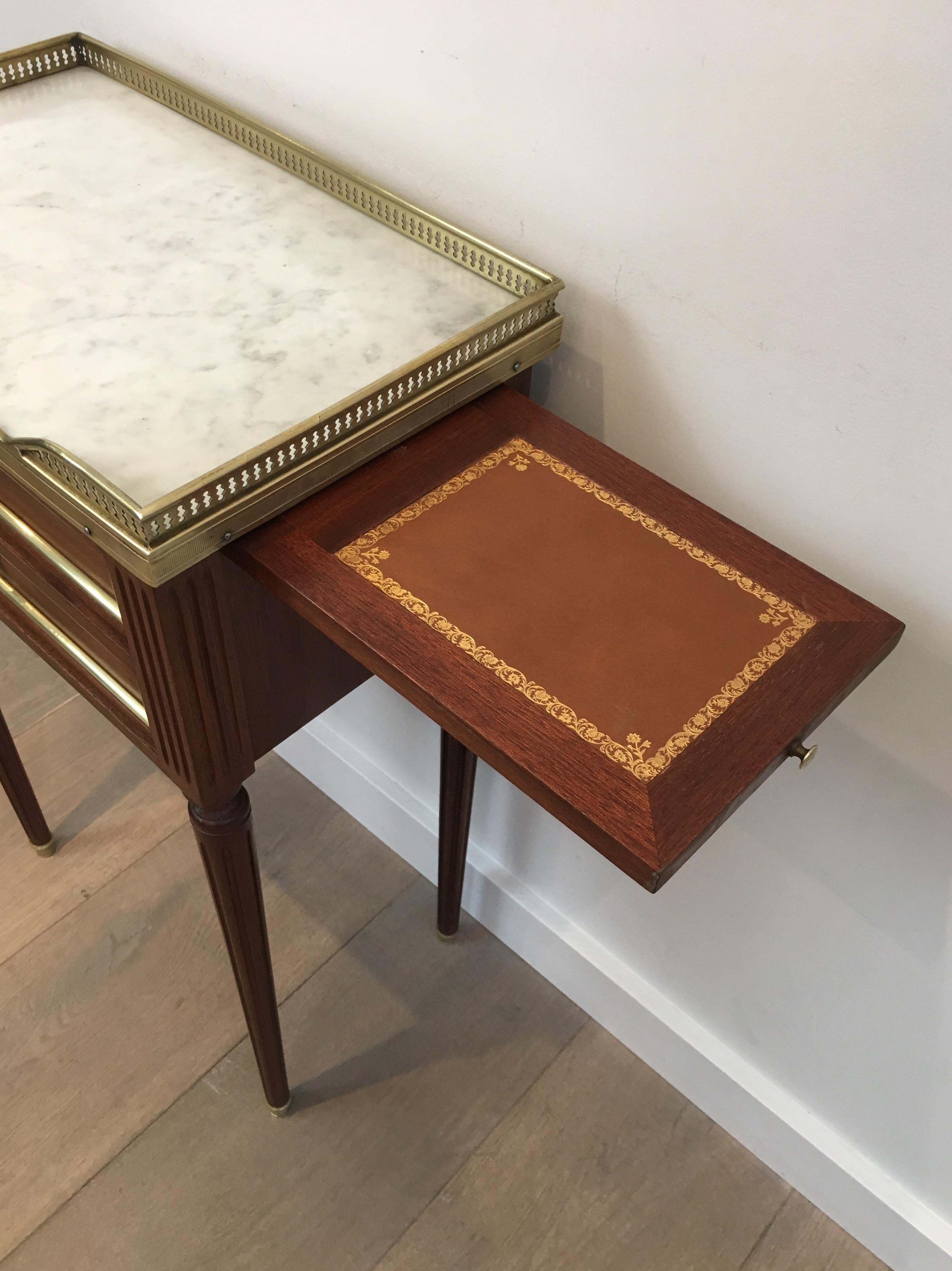 Pair of Mahogany, Brass and Marble Side Tables in the Style of Maison Jansen 2