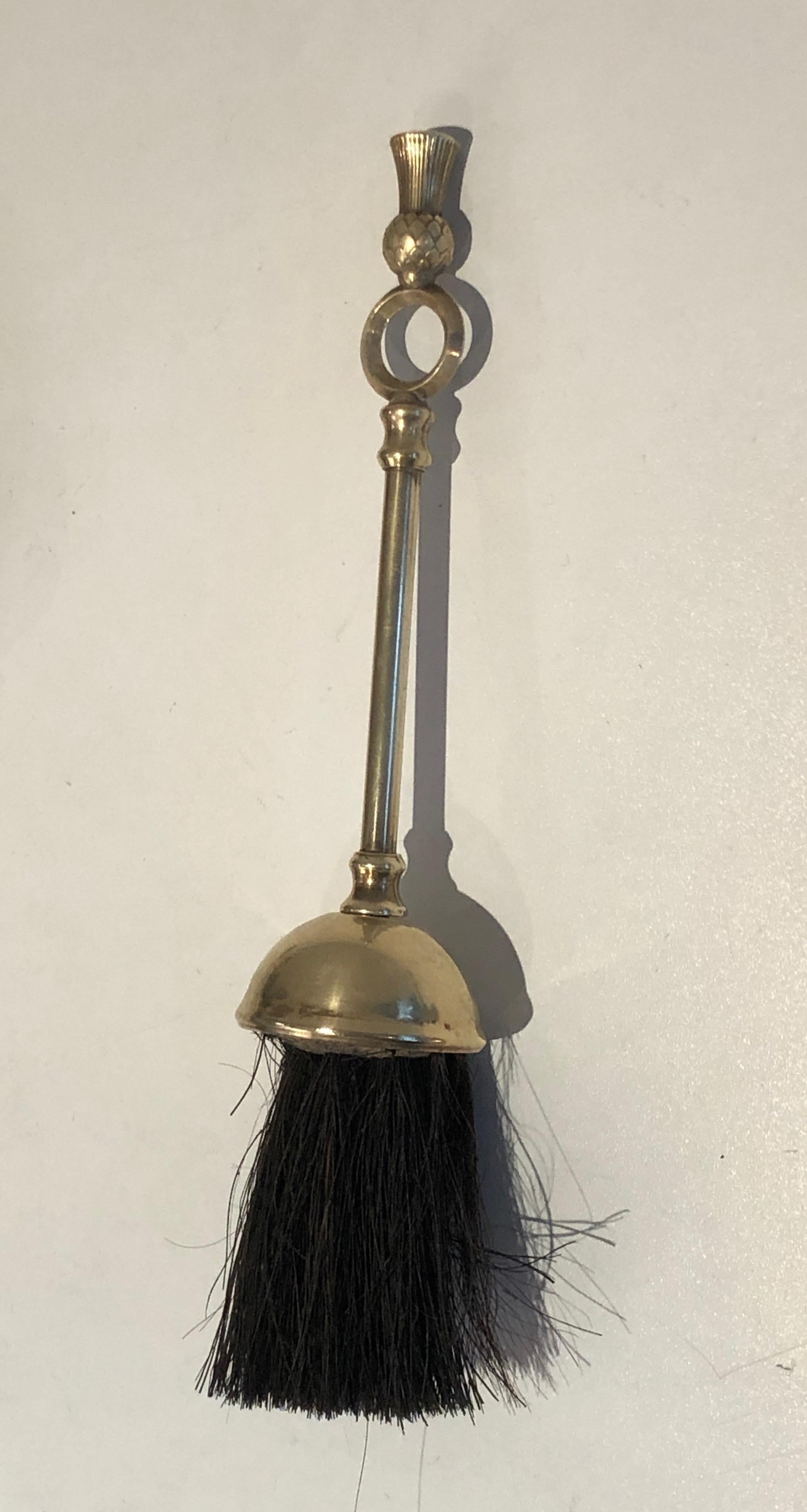 In the Style of Maison Jansen, Pineapple Brass Low Fire Place Tools on Stand, Fr For Sale 4