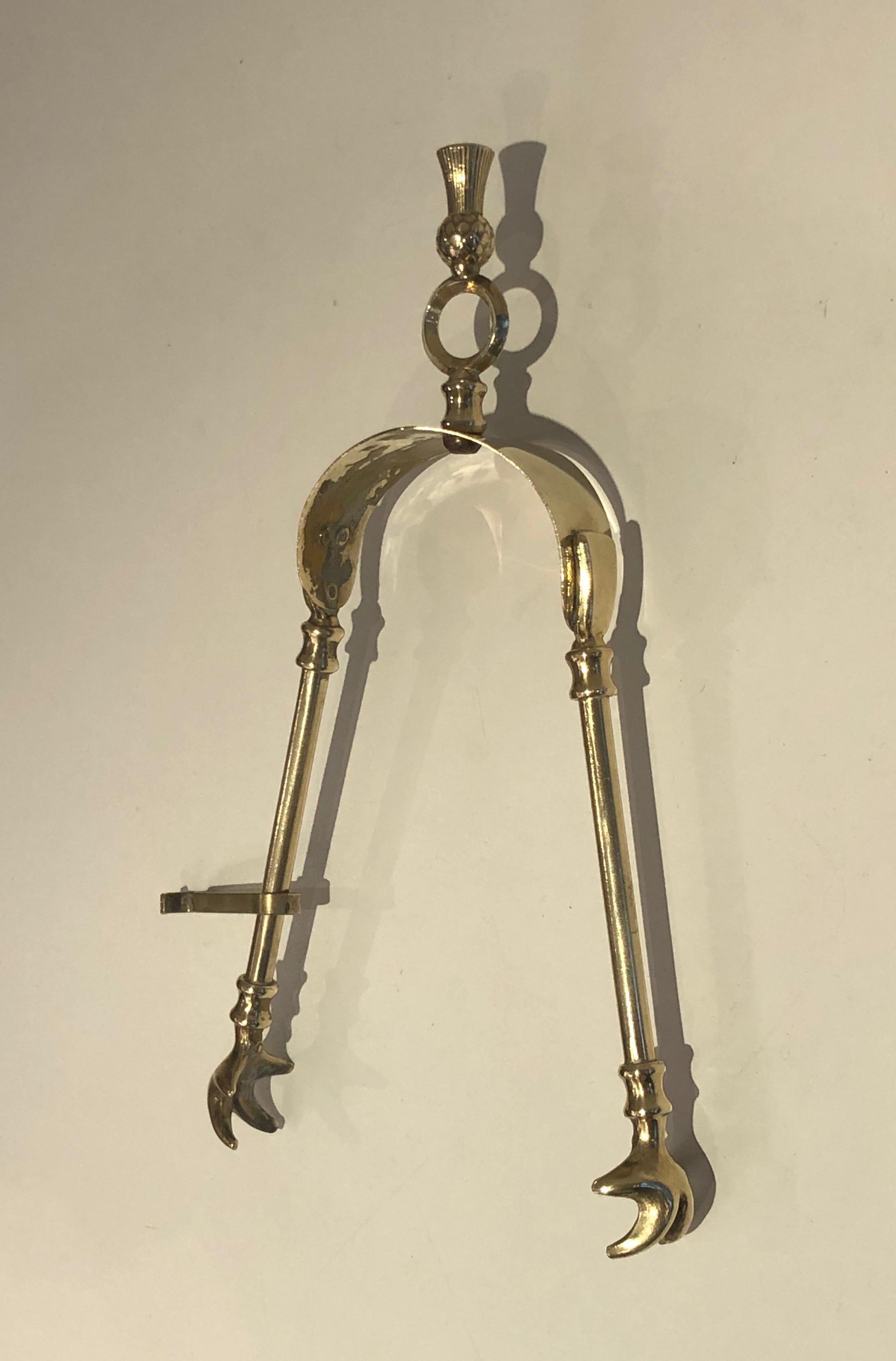 In the Style of Maison Jansen, Pineapple Brass Low Fire Place Tools on Stand, Fr For Sale 5