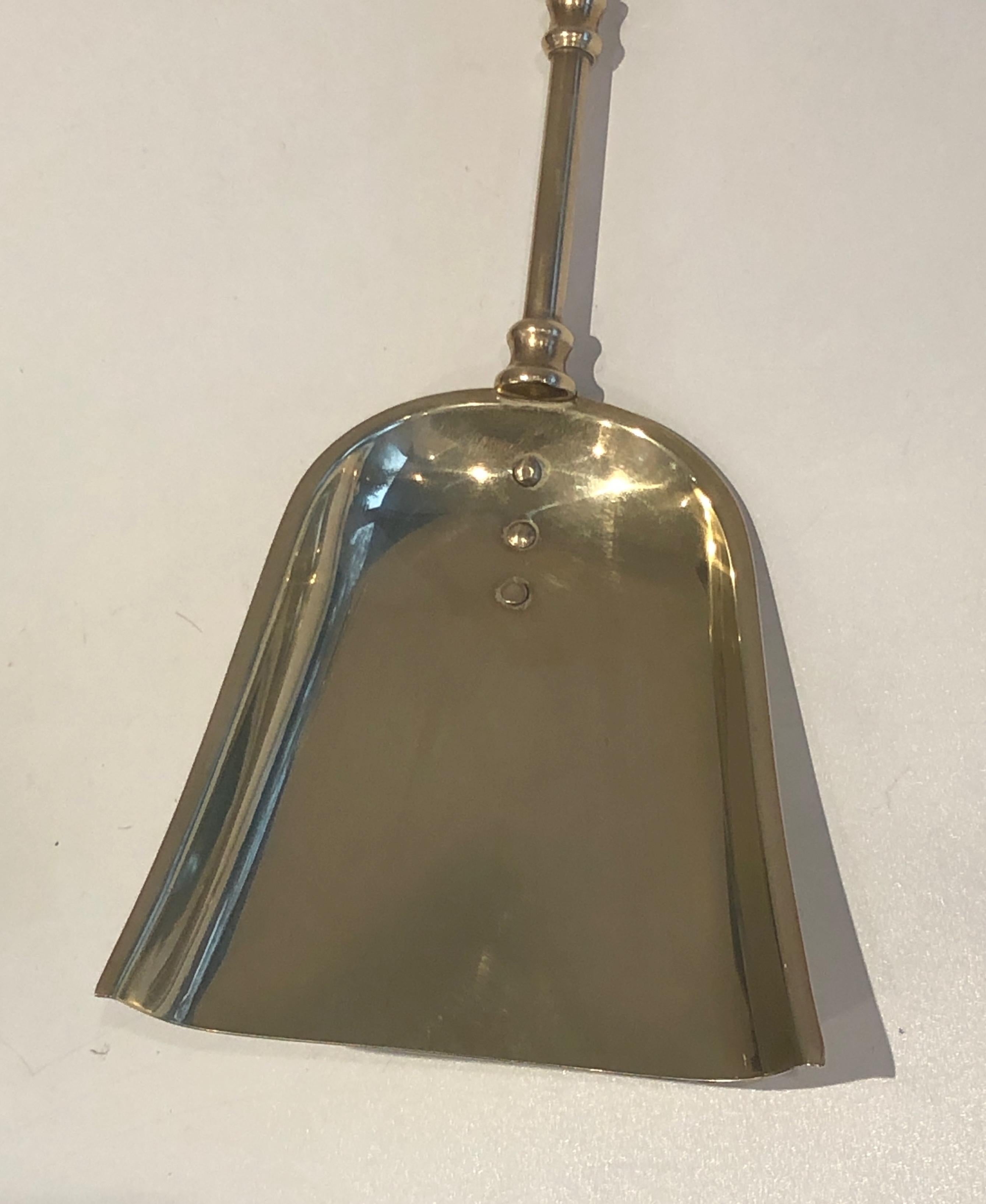 In the Style of Maison Jansen, Pineapple Brass Low Fire Place Tools on Stand, Fr For Sale 7