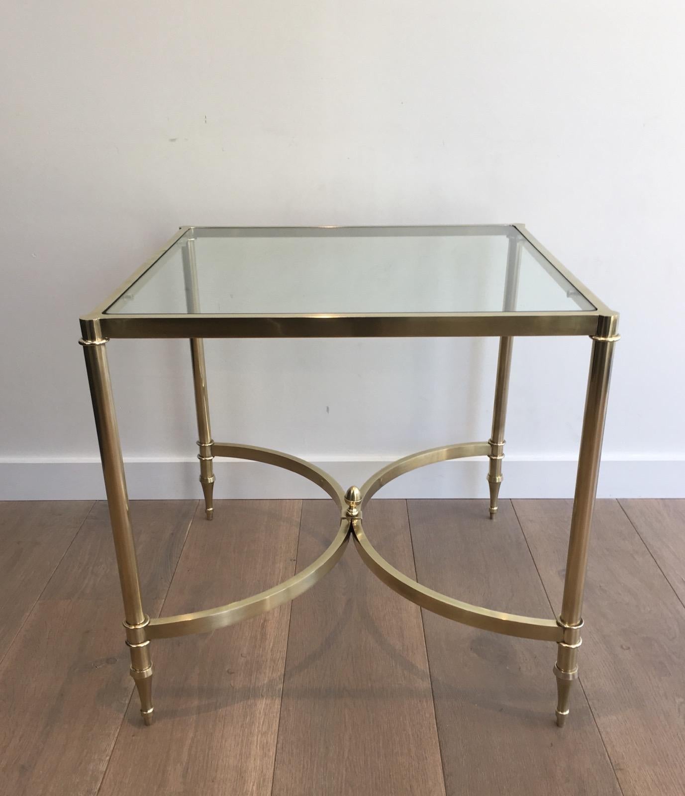 in the Style of Maison Jansen. Rare Large Pair of Neoclassical Brass Side Tables 6