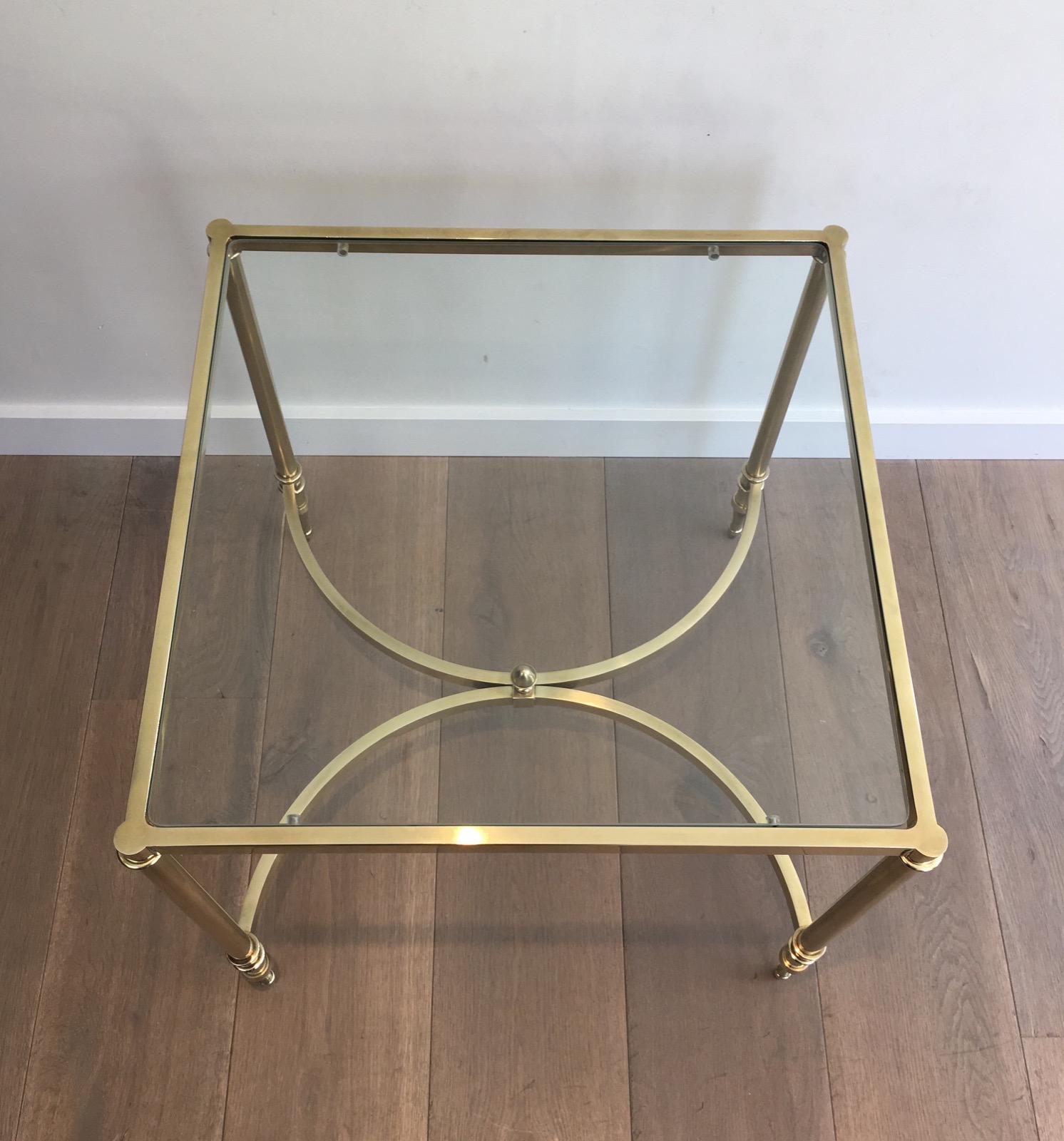 in the Style of Maison Jansen. Rare Large Pair of Neoclassical Brass Side Tables 7