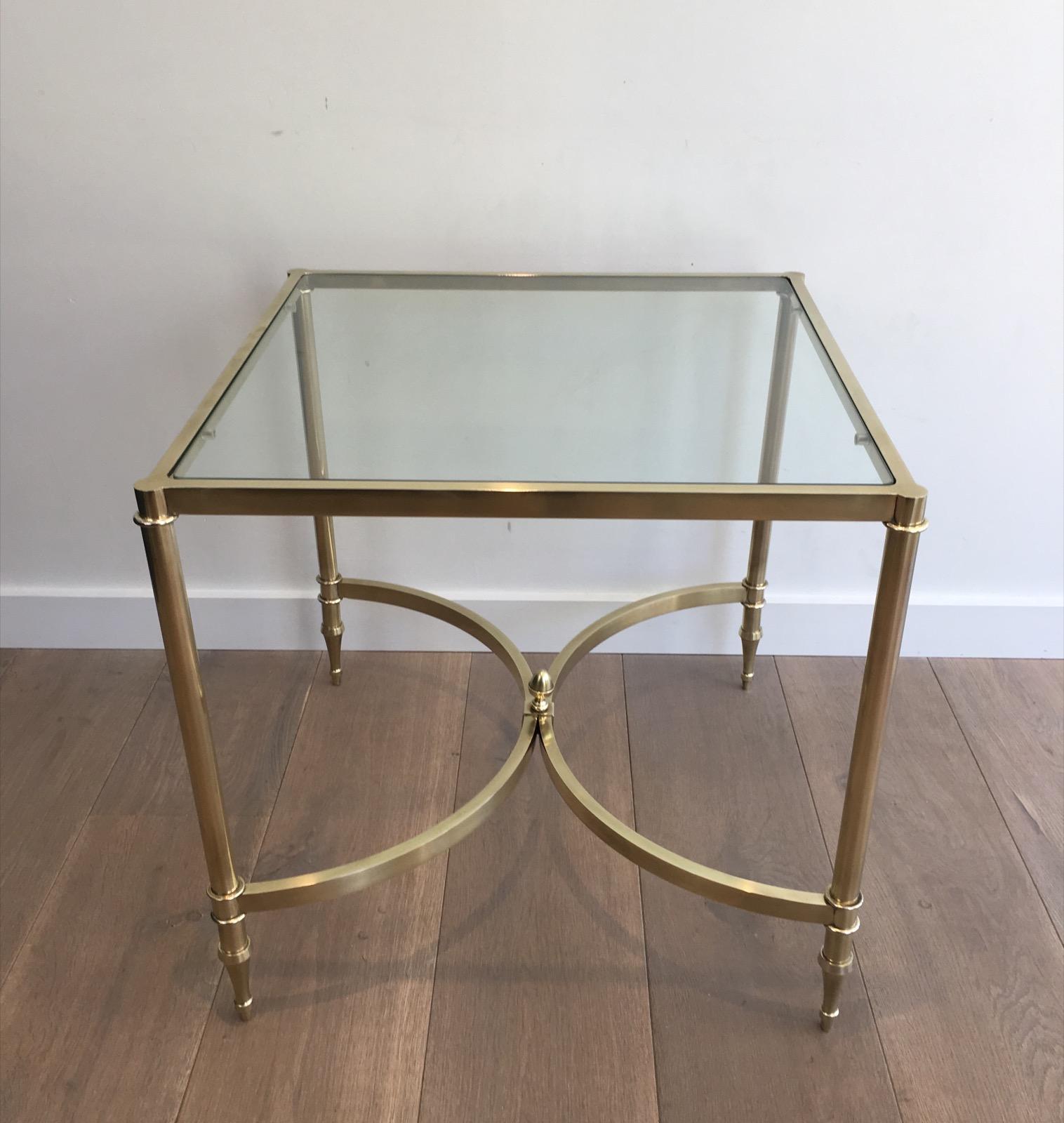 in the Style of Maison Jansen. Rare Large Pair of Neoclassical Brass Side Tables 8